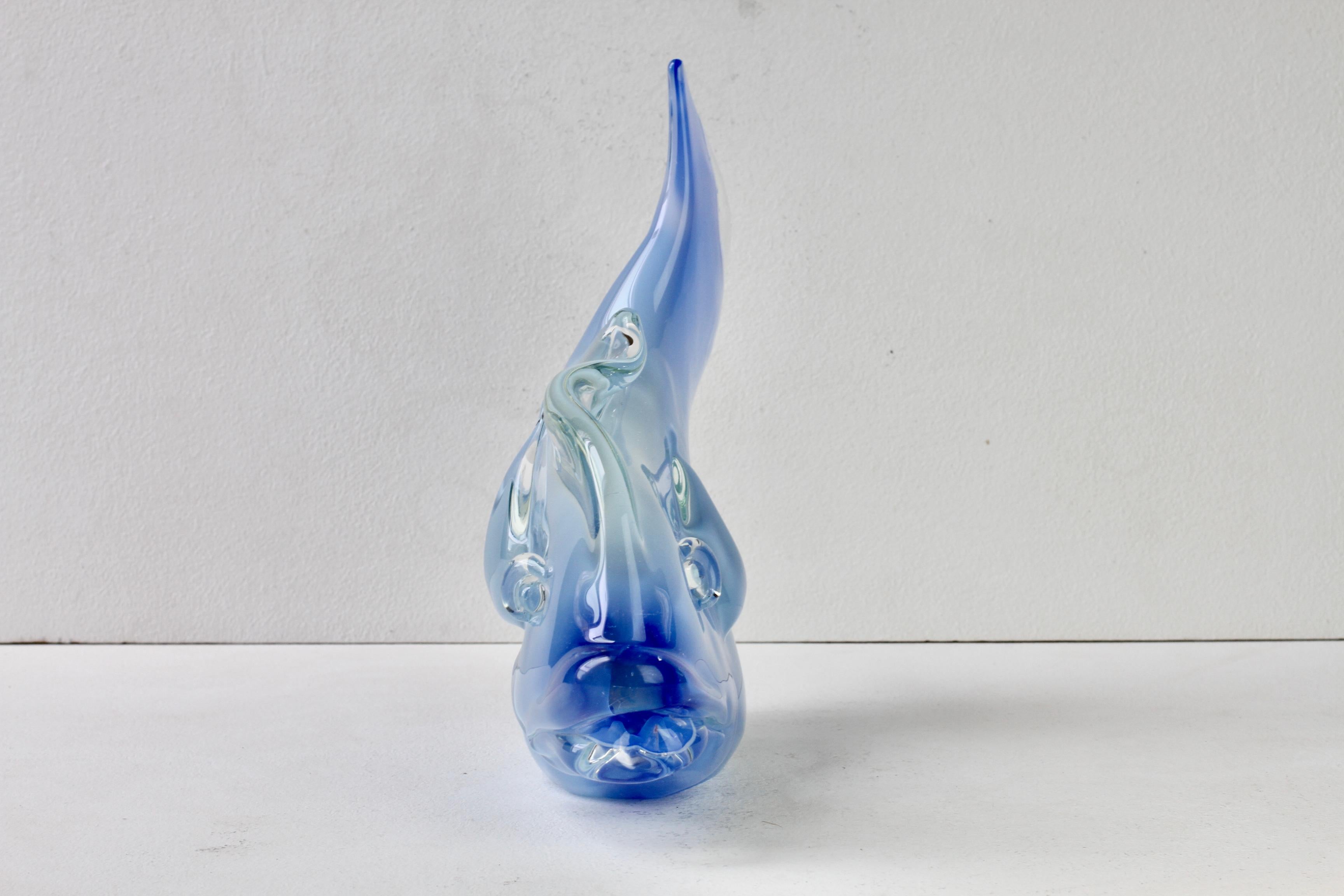 Huge Ermanno Nason Vintage Mid-Century Italian Blue Murano Glass Fish Sculpture For Sale 3