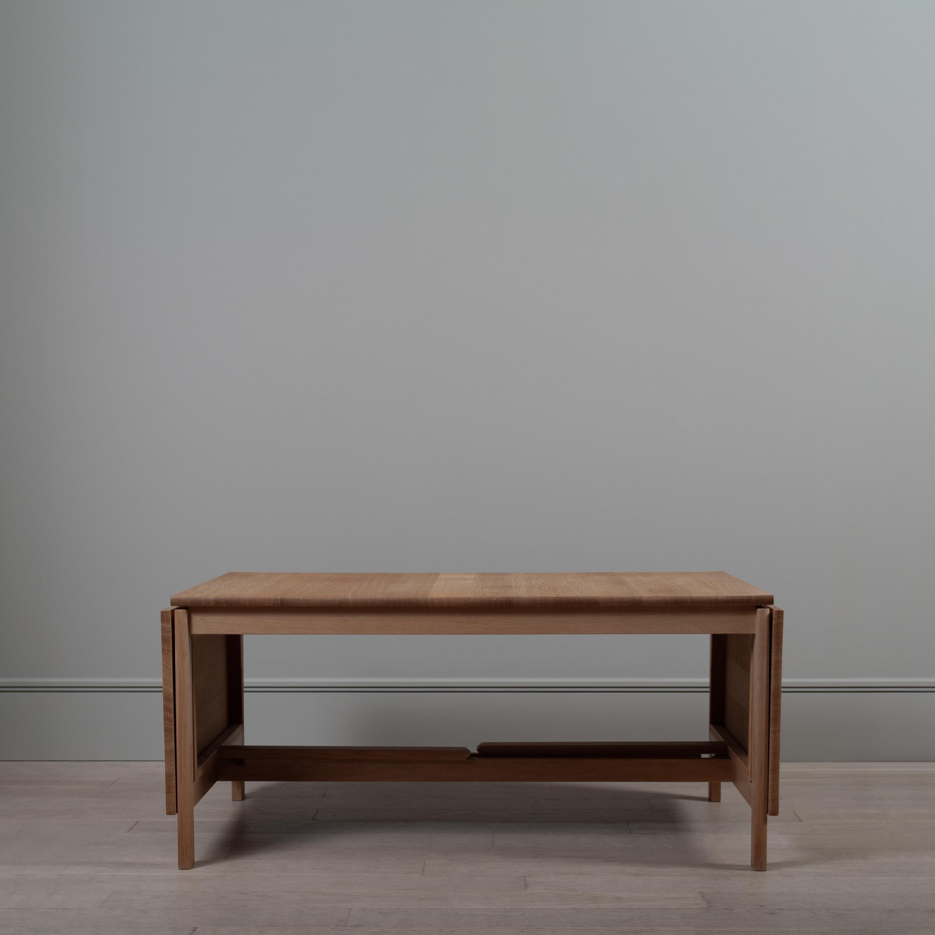A huge expandable European white oak coffee, center table by Soren Holst for Fredericia. Extends from 120 to 160 to full 200cm via a simple yet very effective system. Extremely robust, practical and well crafted as you would expect from Fredericia.