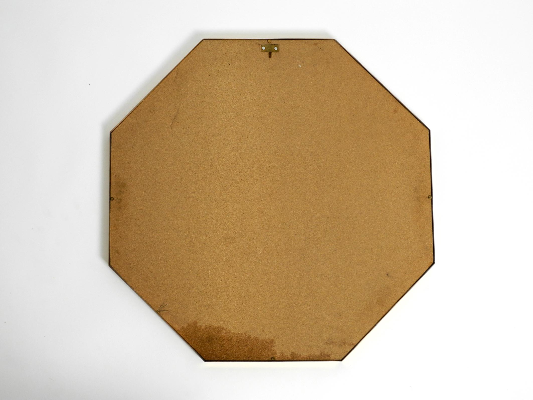 Huge Extraordinary 1970s Octagonal Brass Wall Mirror by Vereinigte Werkstätten For Sale 3