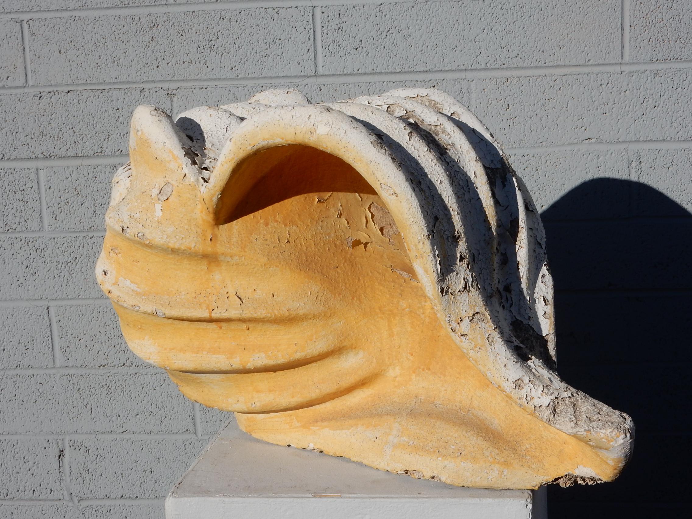 Huge Faux Fossilized Conch Shell Garden Sculpture 1