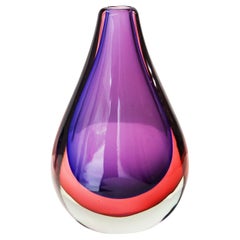 Huge Flavio Poli Sommerso Murano Violet Pink Vase