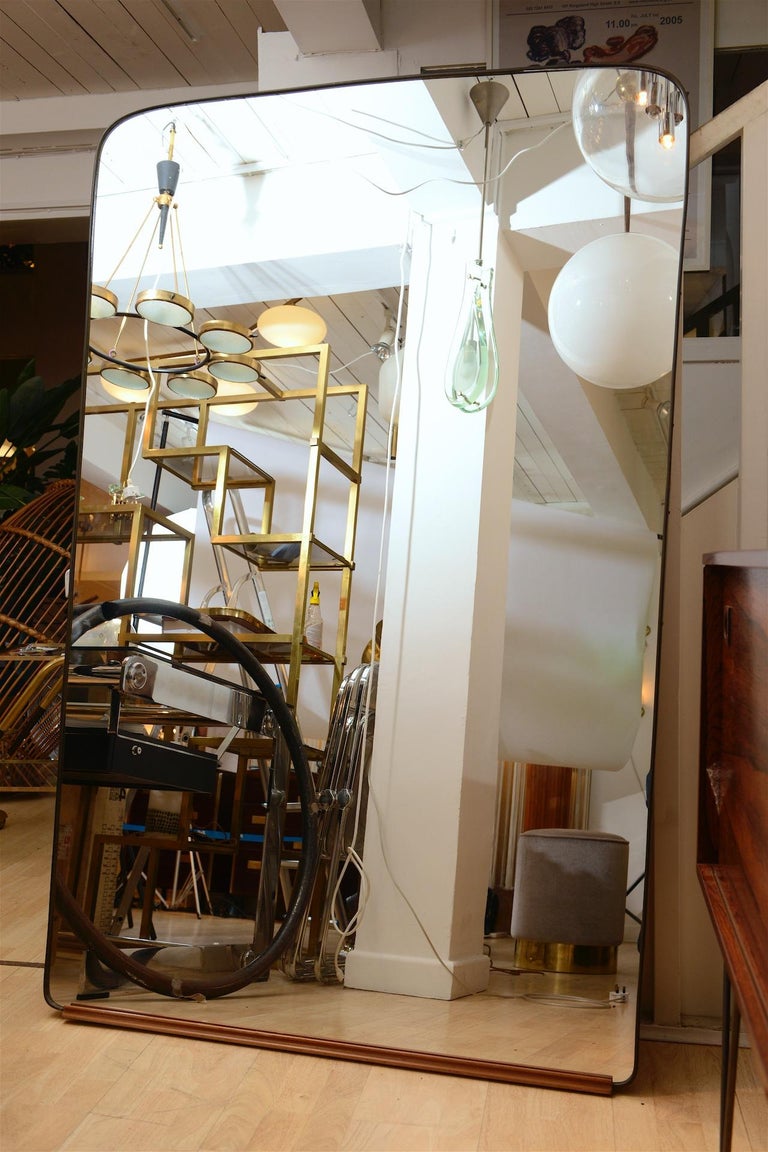 Large Brass Frame Floor Mirror at 1stDibs