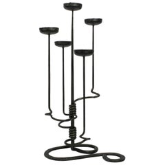 Retro Huge Floor Candle Stand Made of Wrought Iron in Brutalist Design from a Church