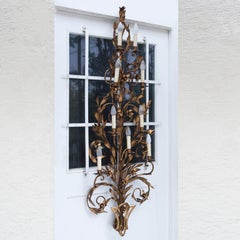 Huge Florence Golden Flowers Wall Light, Italy, 1960s