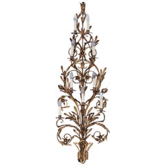 Huge Florence Golden Flowers Wall Light, Italy, 1960s