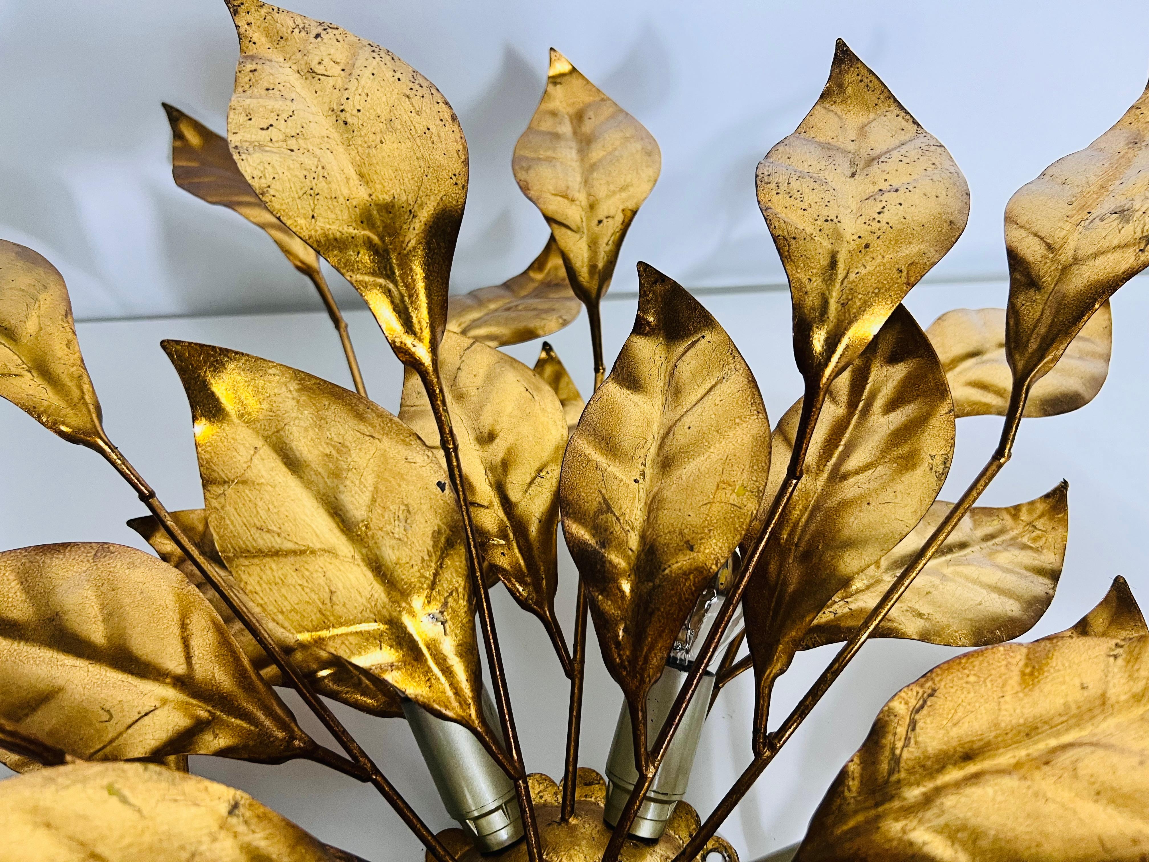 Huge Florentine Flower Shape Wall Lamp by Hans Kögl, Germany, 1950s 4
