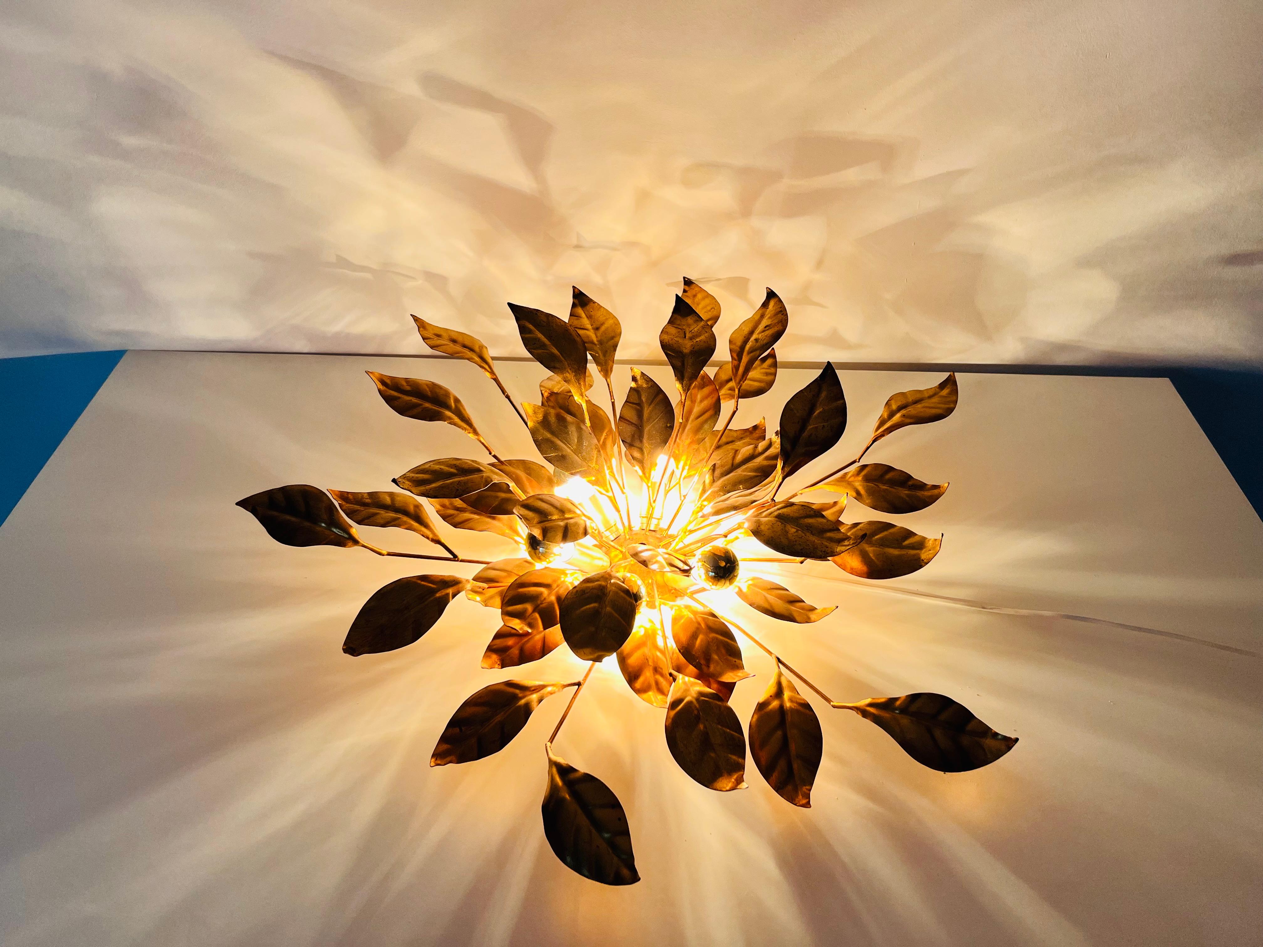 Huge Florentine Flower Shape Wall Lamp by Hans Kögl, Germany, 1950s 7