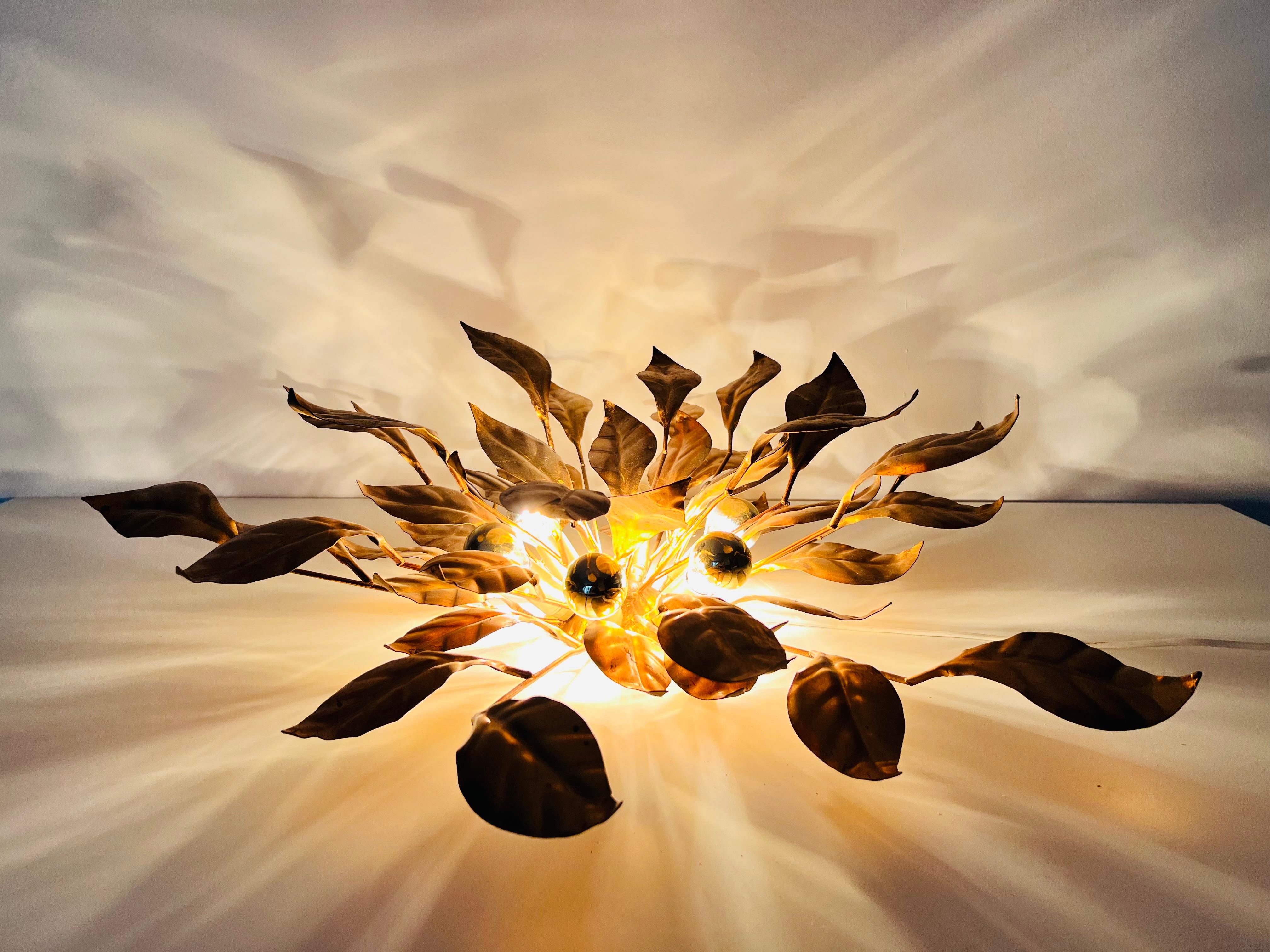 Huge Florentine Flower Shape Wall Lamp by Hans Kögl, Germany, 1950s 8