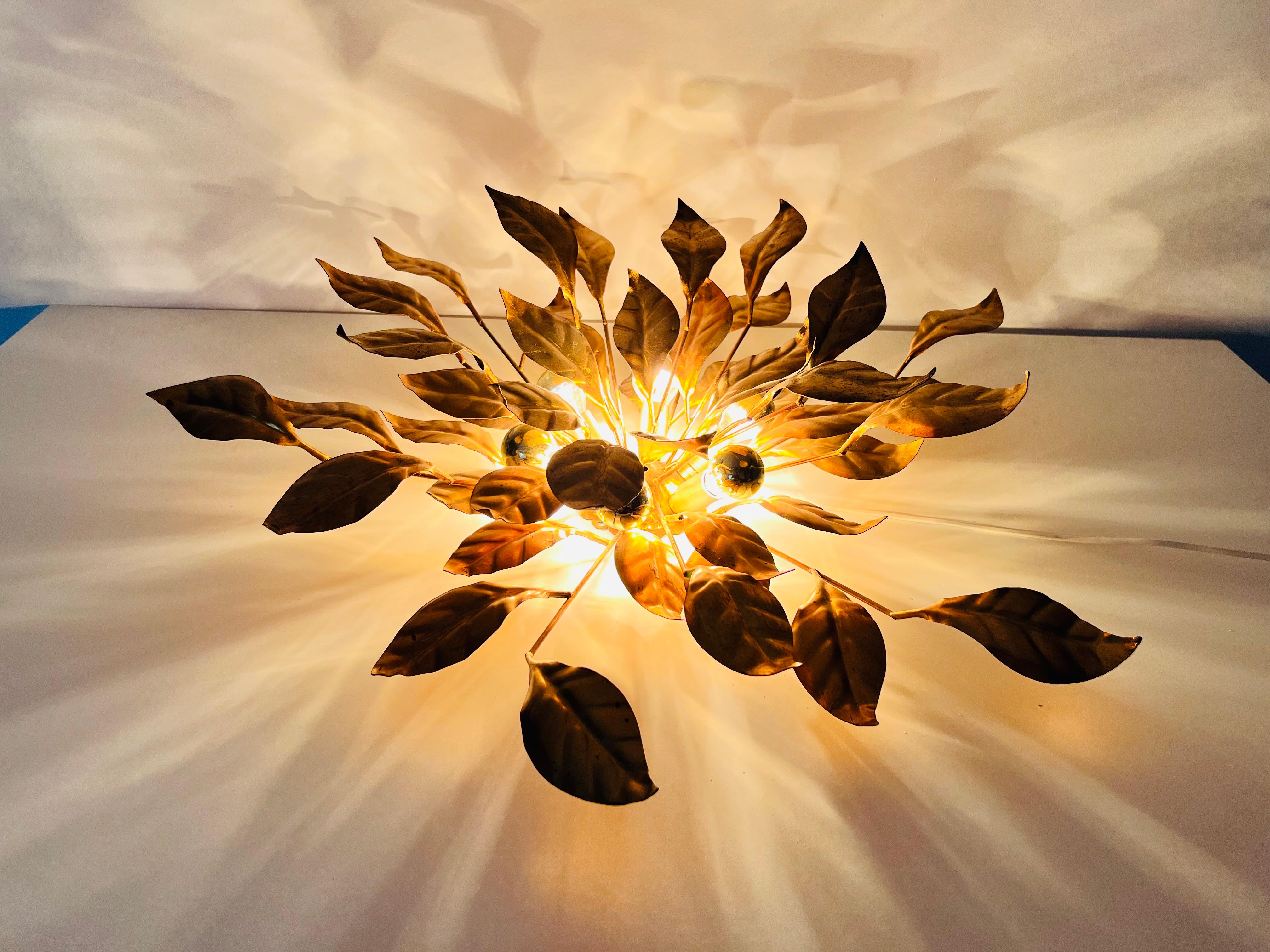 Huge Florentine Flower Shape Wall Lamp by Hans Kögl, Germany, 1950s 9