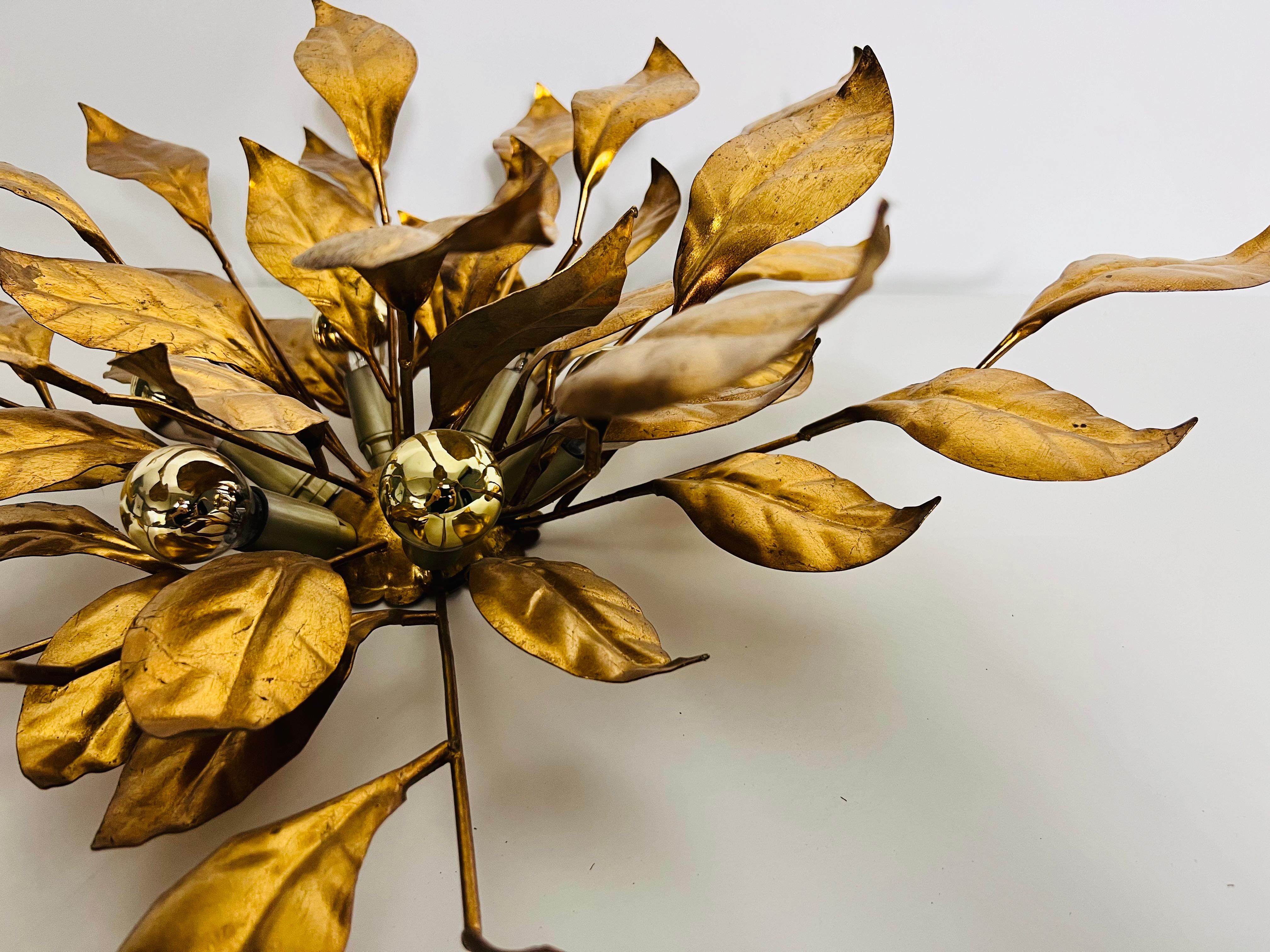Huge Florentine Flower Shape Wall Lamp by Hans Kögl, Germany, 1950s 1