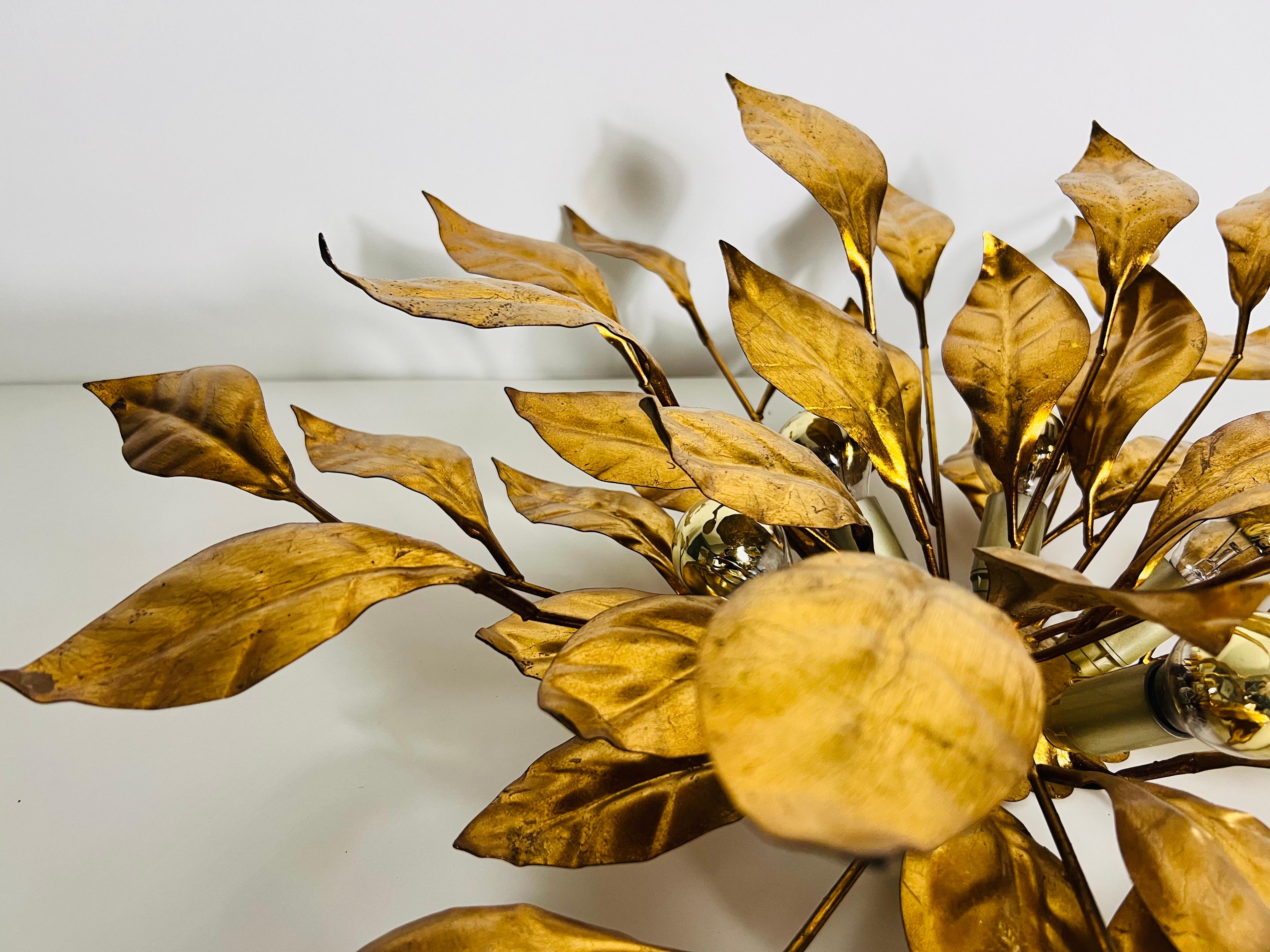 Huge Florentine Flower Shape Wall Lamp by Hans Kögl, Germany, 1950s 2