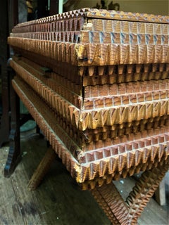 Huge Folk/Tramp Art Side/End Table Box on Legs