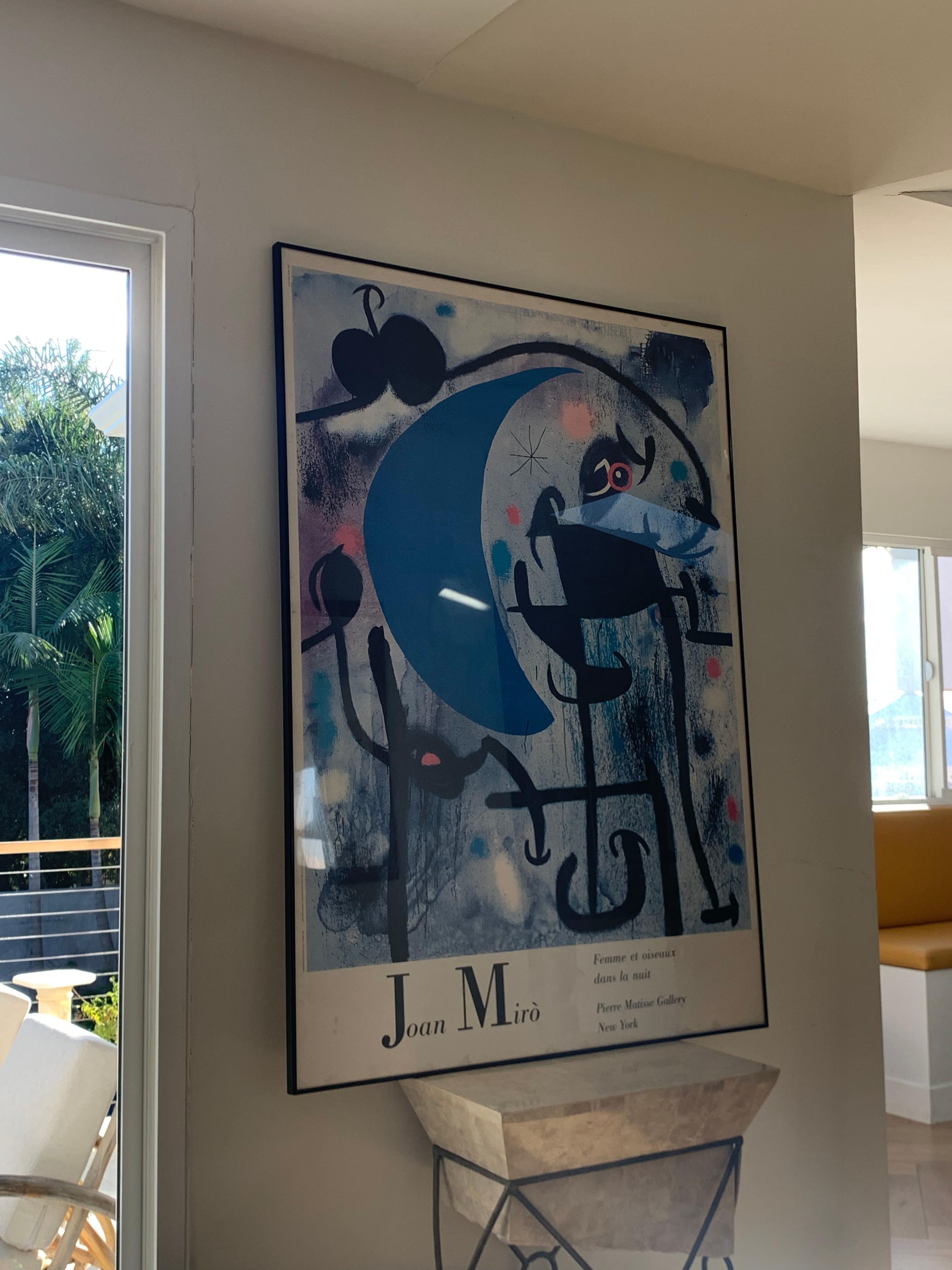 Huge Framed Joan Miró Poster « Femme Et Oiseaux », Pierre Matisse Gallery 1987 4