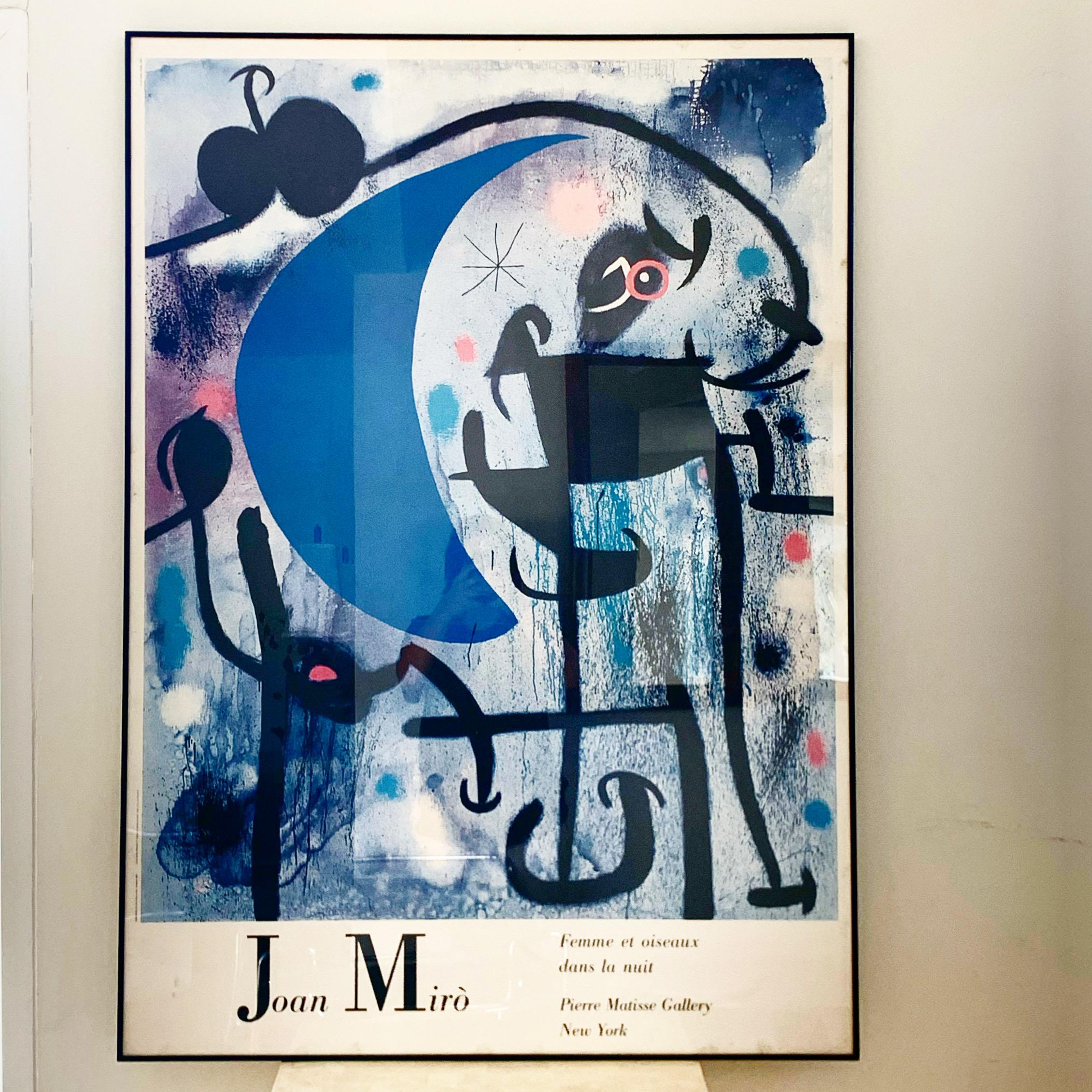 Huge Framed Joan Miró Poster « Femme Et Oiseaux », Pierre Matisse Gallery 1987 7