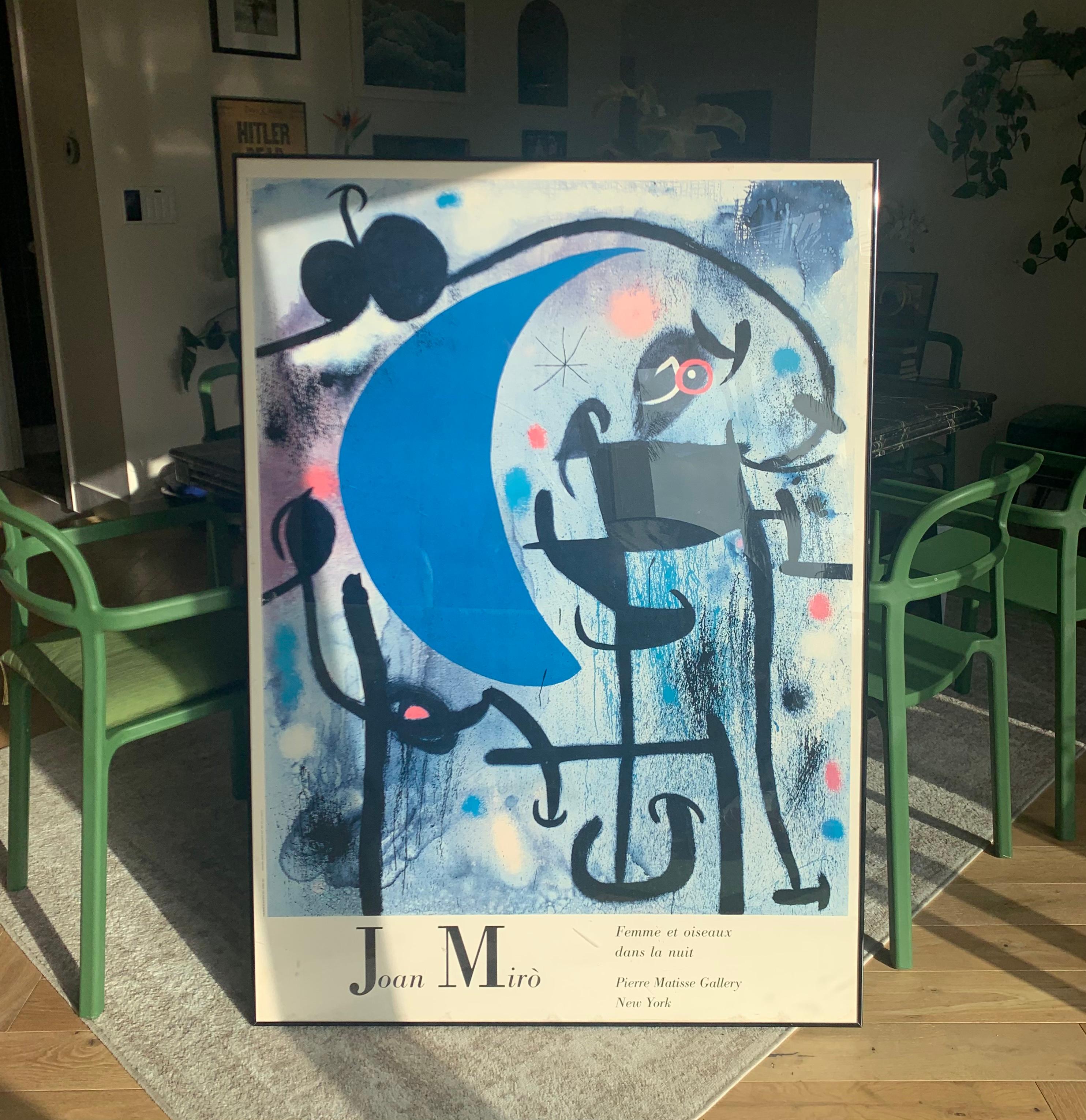 Huge Framed Joan Miró Poster « Femme Et Oiseaux », Pierre Matisse Gallery 1987 10