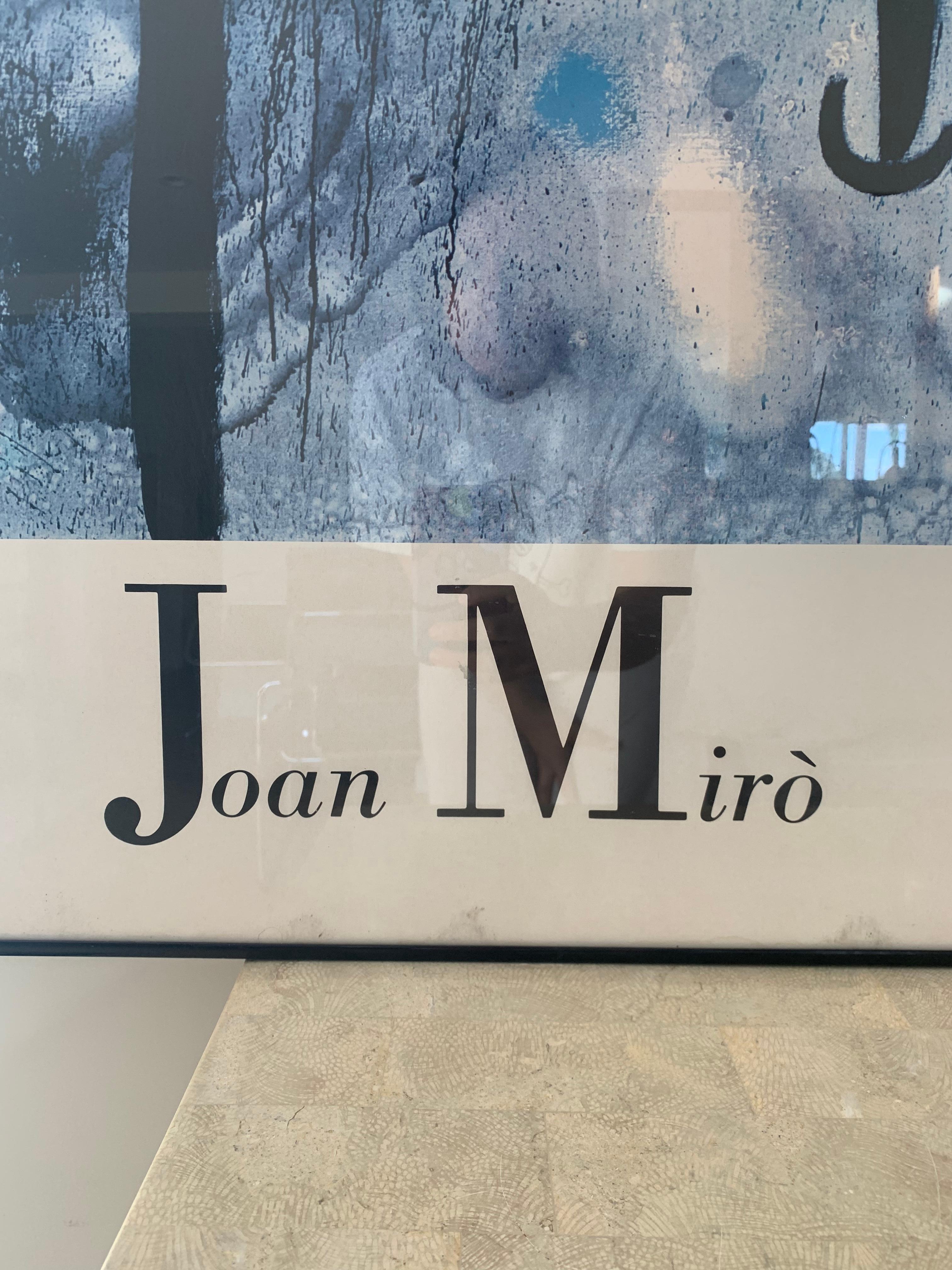 Acrylic Huge Framed Joan Miró Poster « Femme Et Oiseaux », Pierre Matisse Gallery 1987