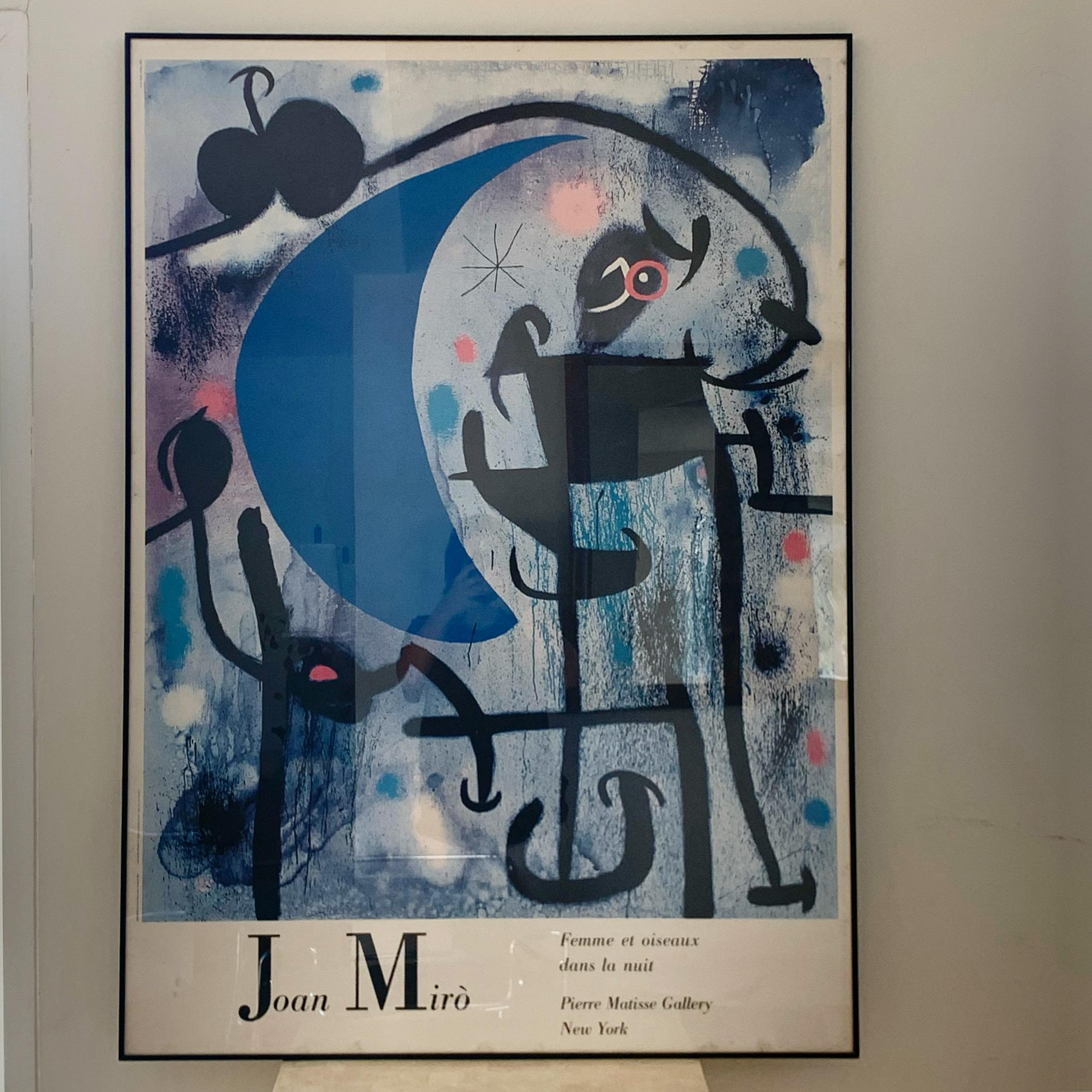 Huge Framed Joan Miró Poster « Femme Et Oiseaux », Pierre Matisse Gallery 1987 3