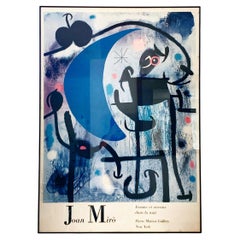 Huge Framed Joan Miró Poster « Femme Et Oiseaux », Pierre Matisse Gallery 1987