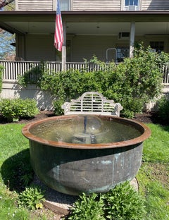 Huge French 19th C Copper Cheese Vat with Natural Blackened Verdigris Patina