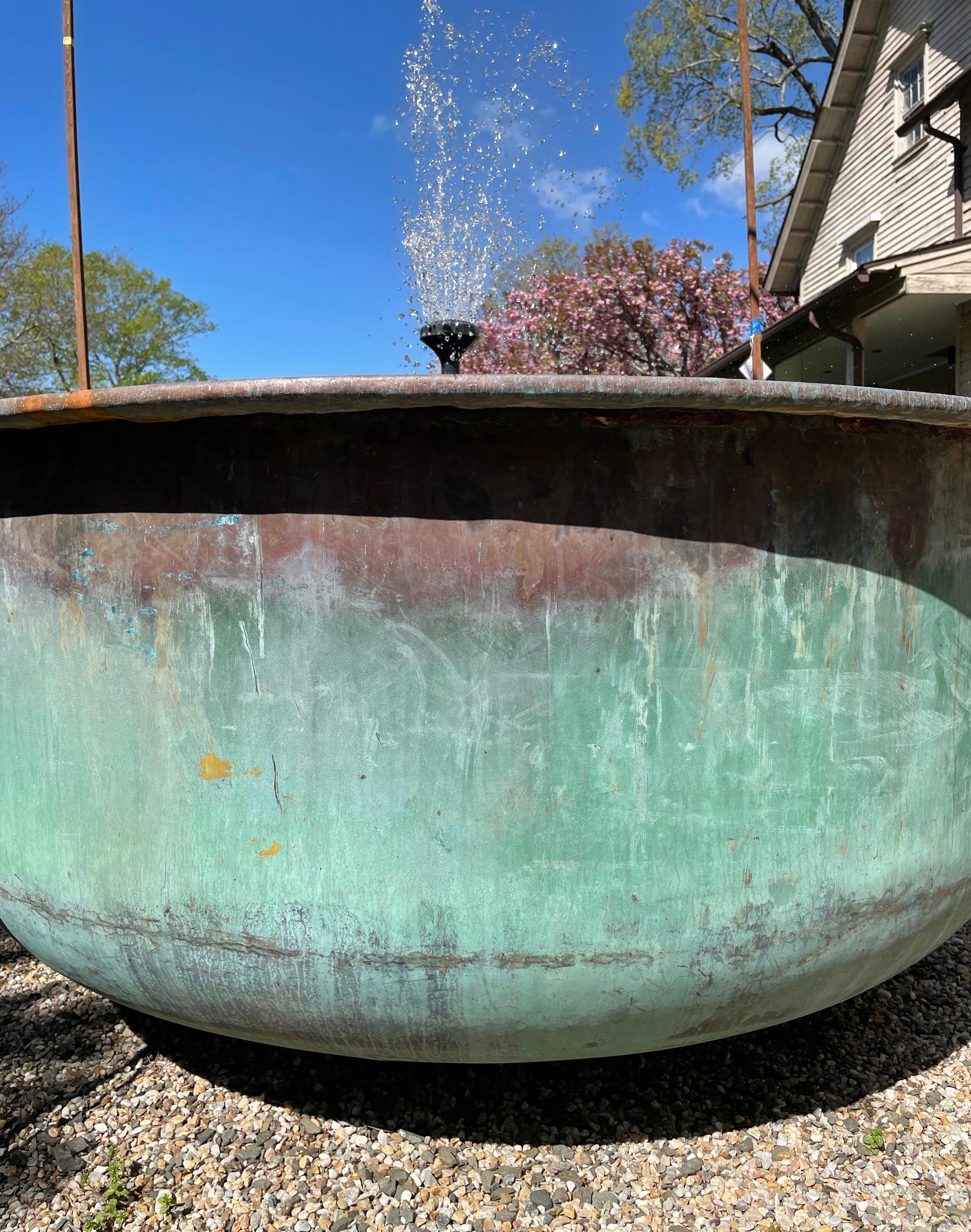 19th Century Huge French 19th C Copper Cheese Vat with Natural Verdigris Patina