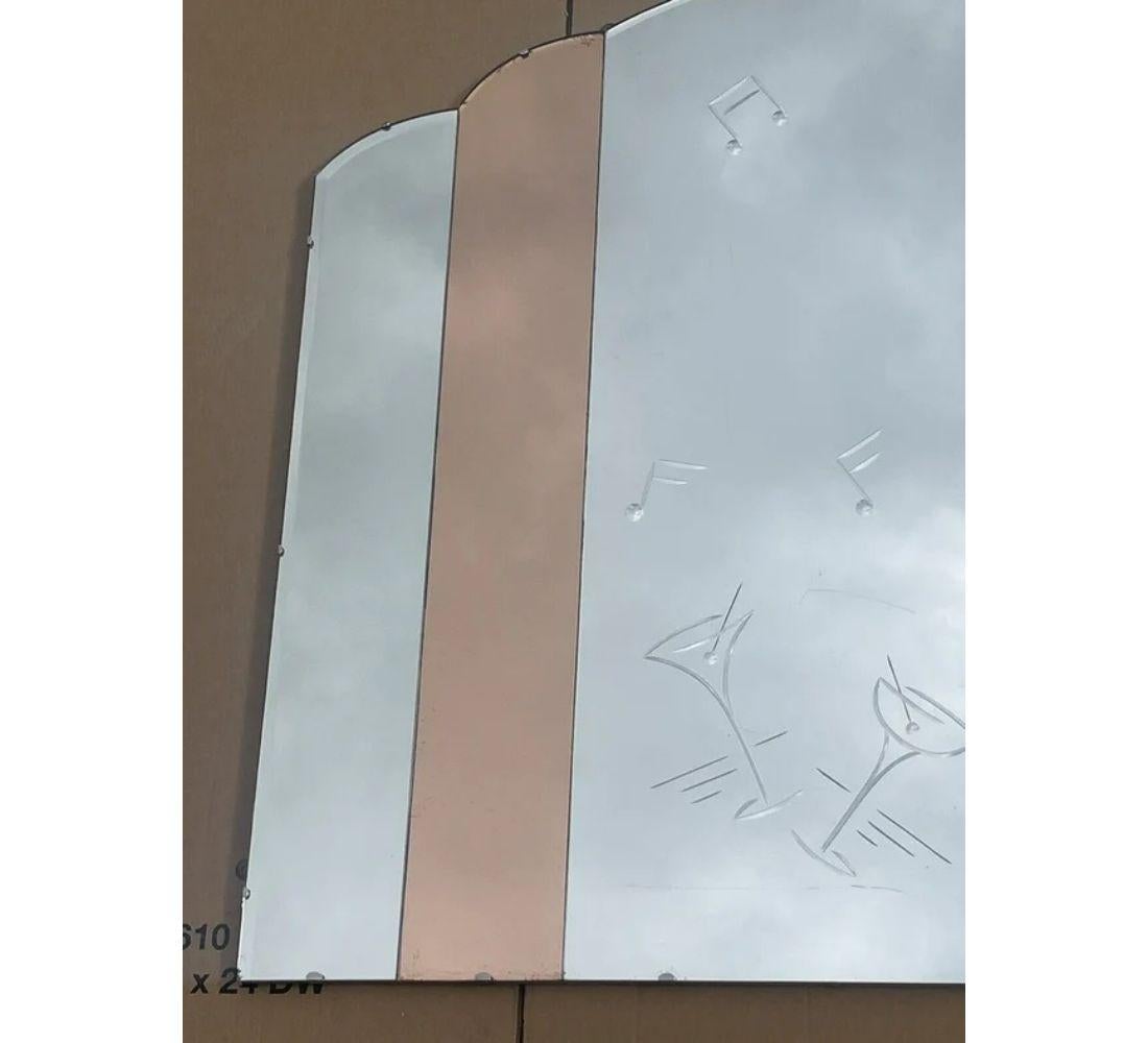 Huge French Art Deco Amber Peach Bevelled Wall Mirror Cocktail Bar Deco, 1930s For Sale 2