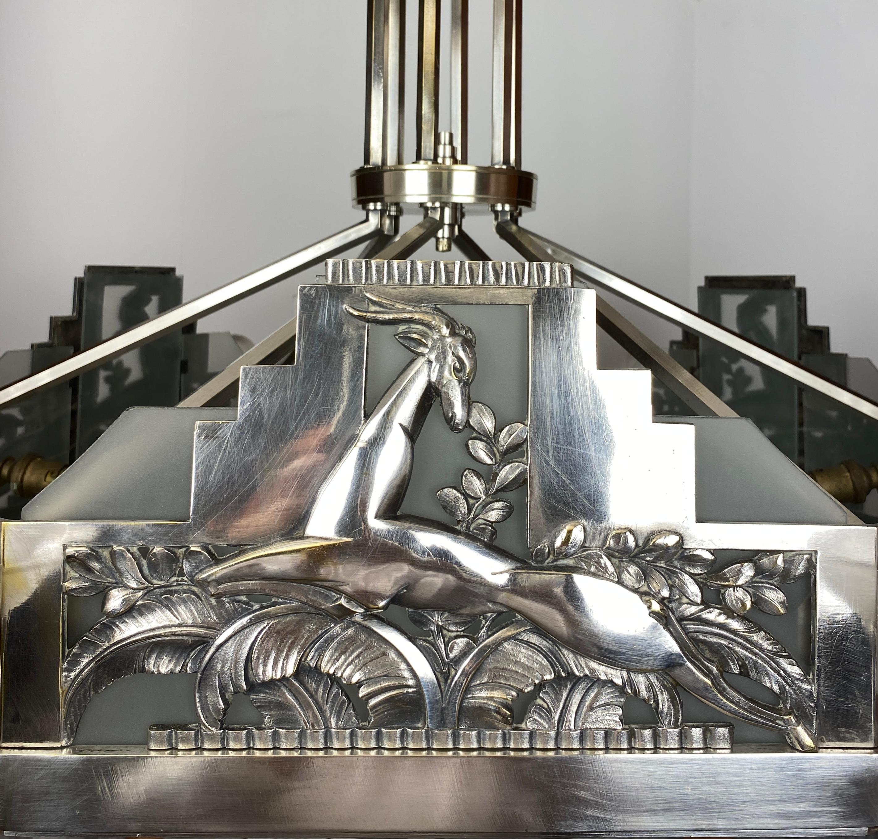 Huge French Art Deco Chandelier by G.M. Boretti for Boretti Of Lyon 4