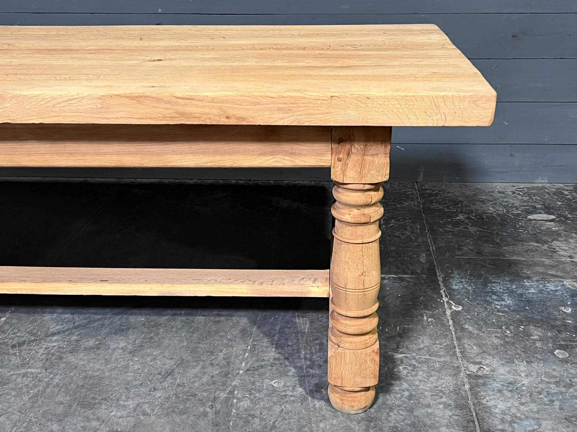 Huge French Bleached Oak Farmhouse Dining Table For Sale 6