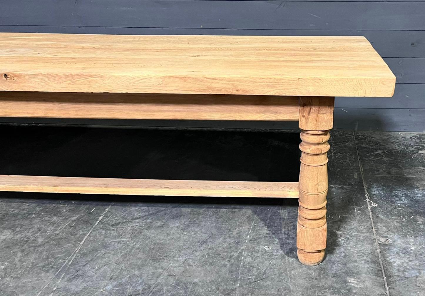 Huge French Bleached Oak Farmhouse Dining Table For Sale 7