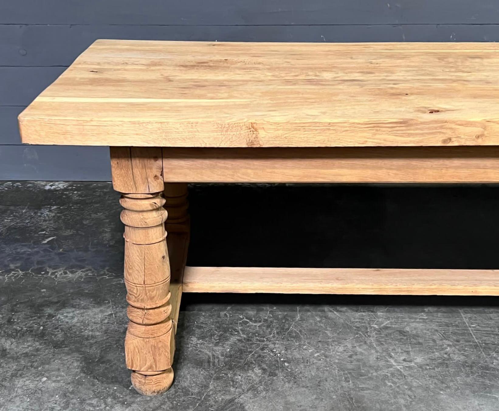 Huge French Bleached Oak Farmhouse Dining Table For Sale 9