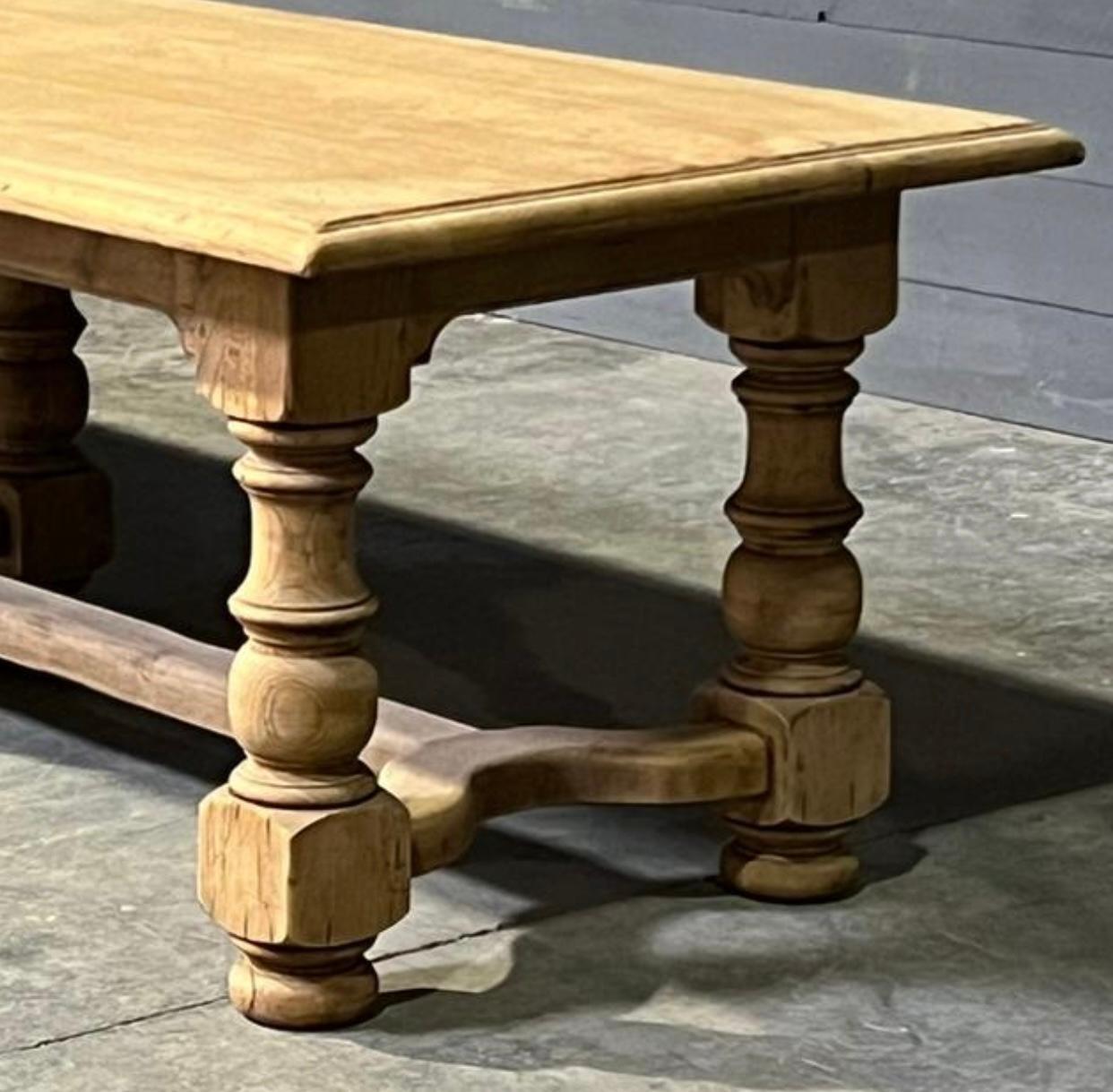 Huge French Bleached Oak Farmhouse Dining Table  For Sale 9