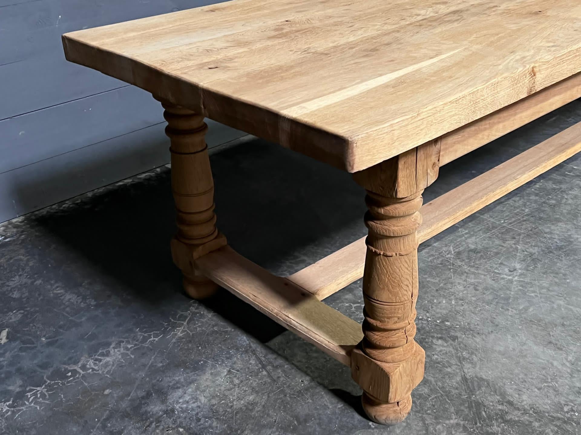 Huge French Bleached Oak Farmhouse Dining Table For Sale 10