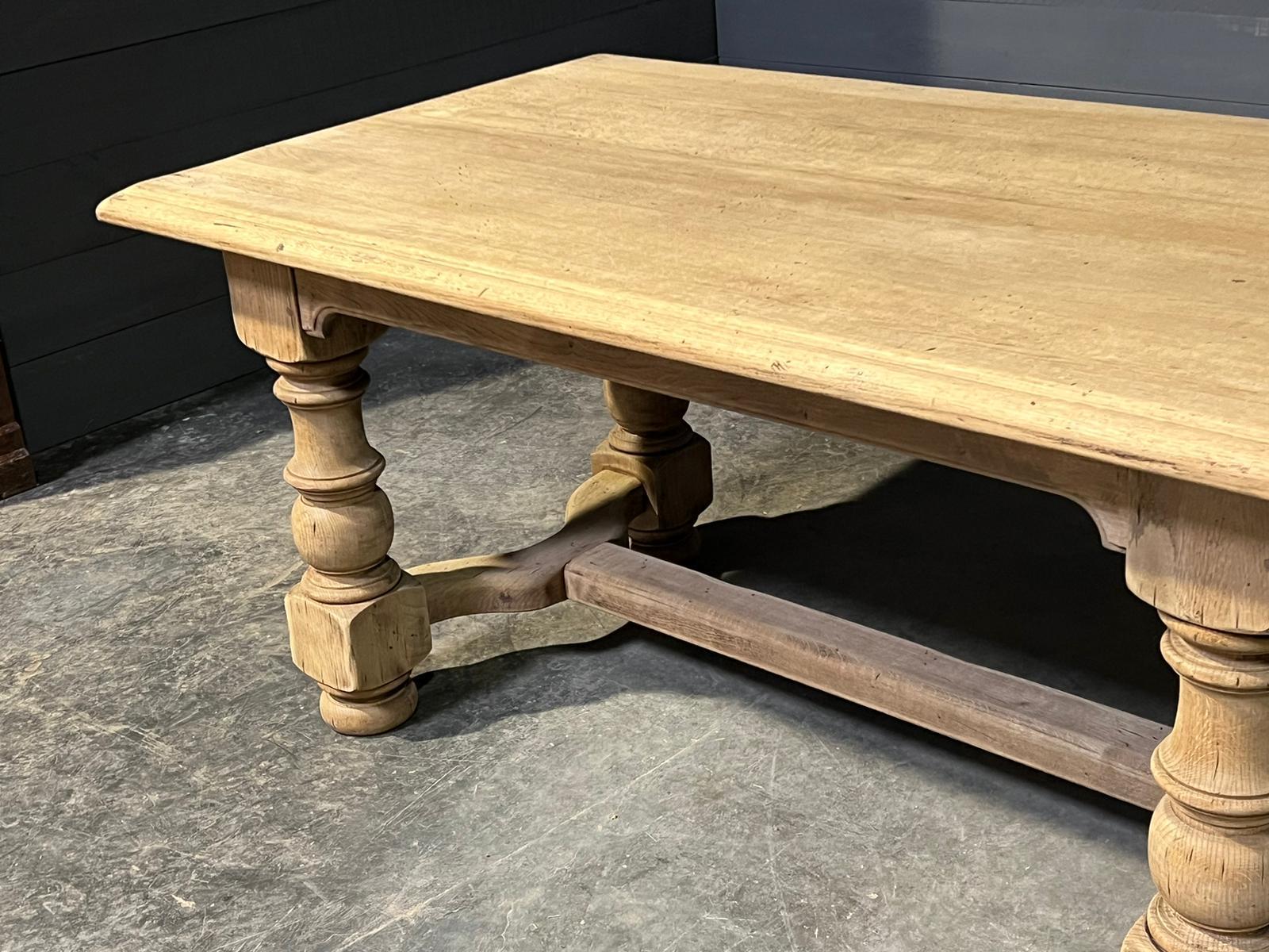 Huge French Bleached Oak Farmhouse Dining Table  For Sale 10