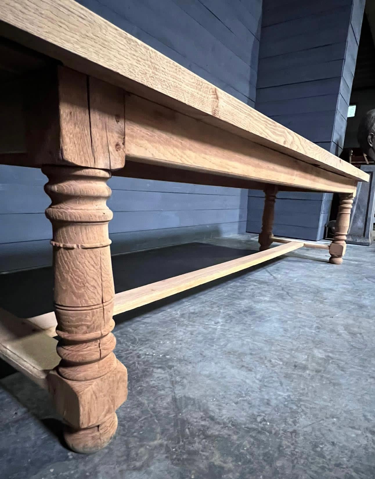 Huge French Bleached Oak Farmhouse Dining Table For Sale 13