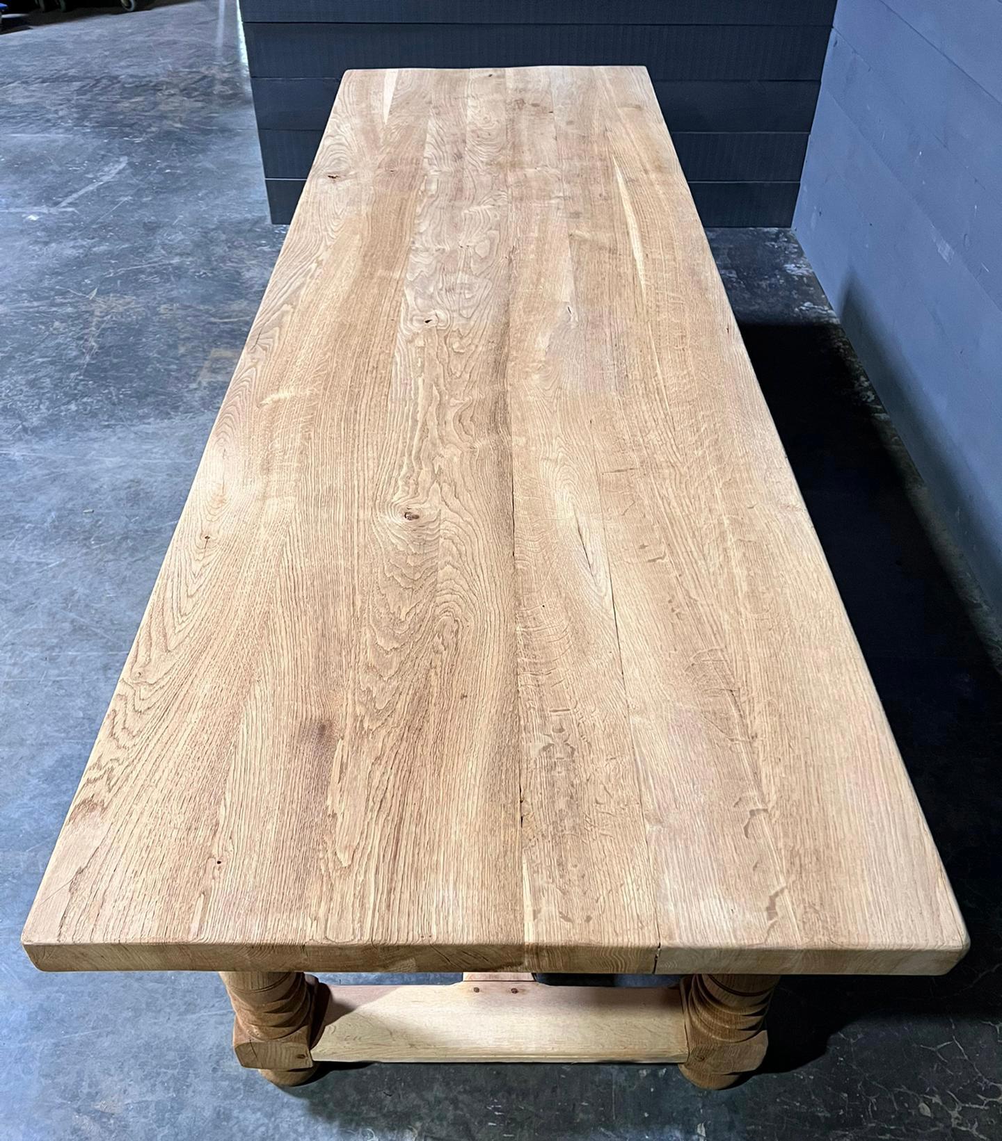 Huge French Bleached Oak Farmhouse Dining Table For Sale 1