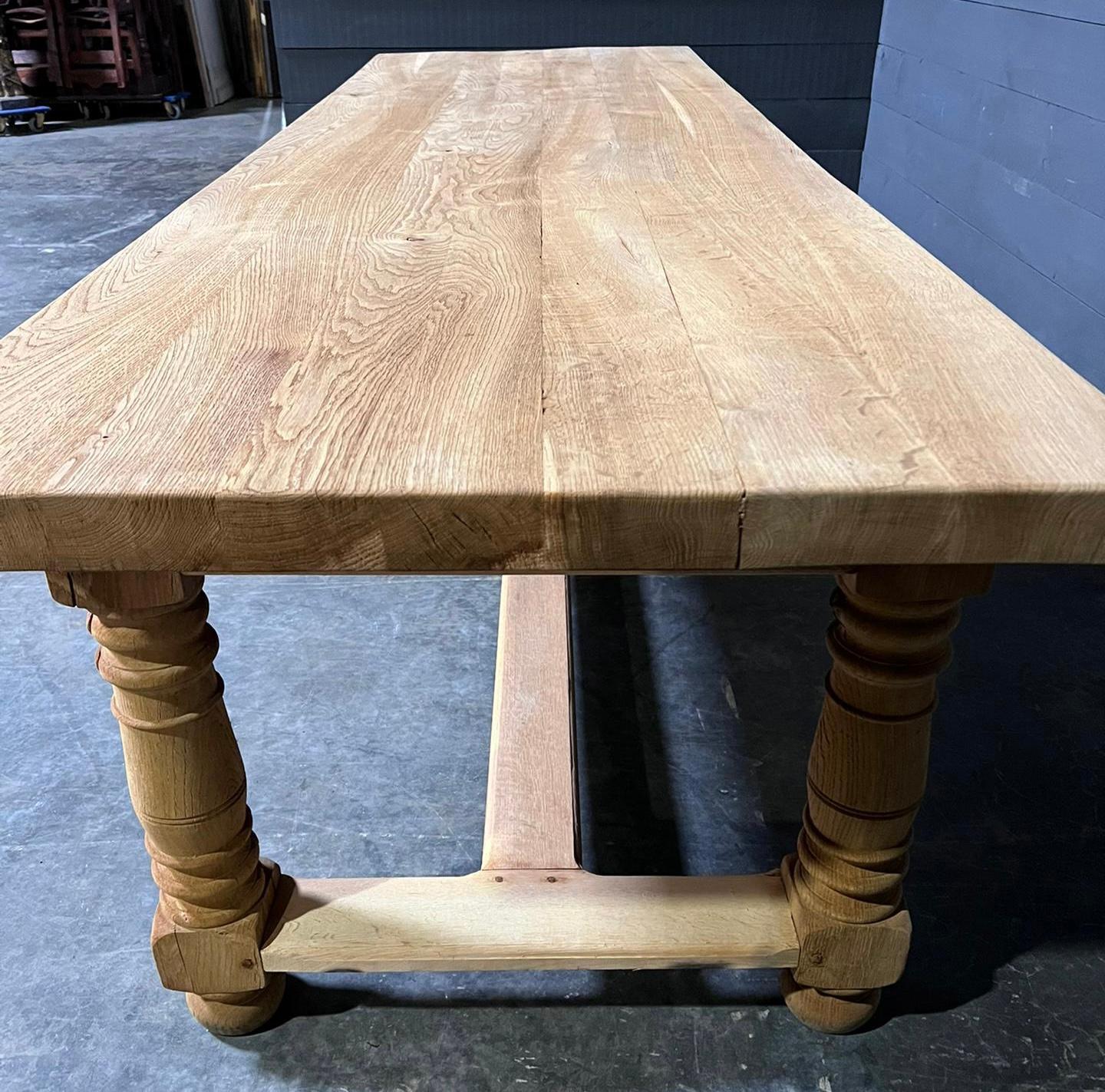 Huge French Bleached Oak Farmhouse Dining Table For Sale 2