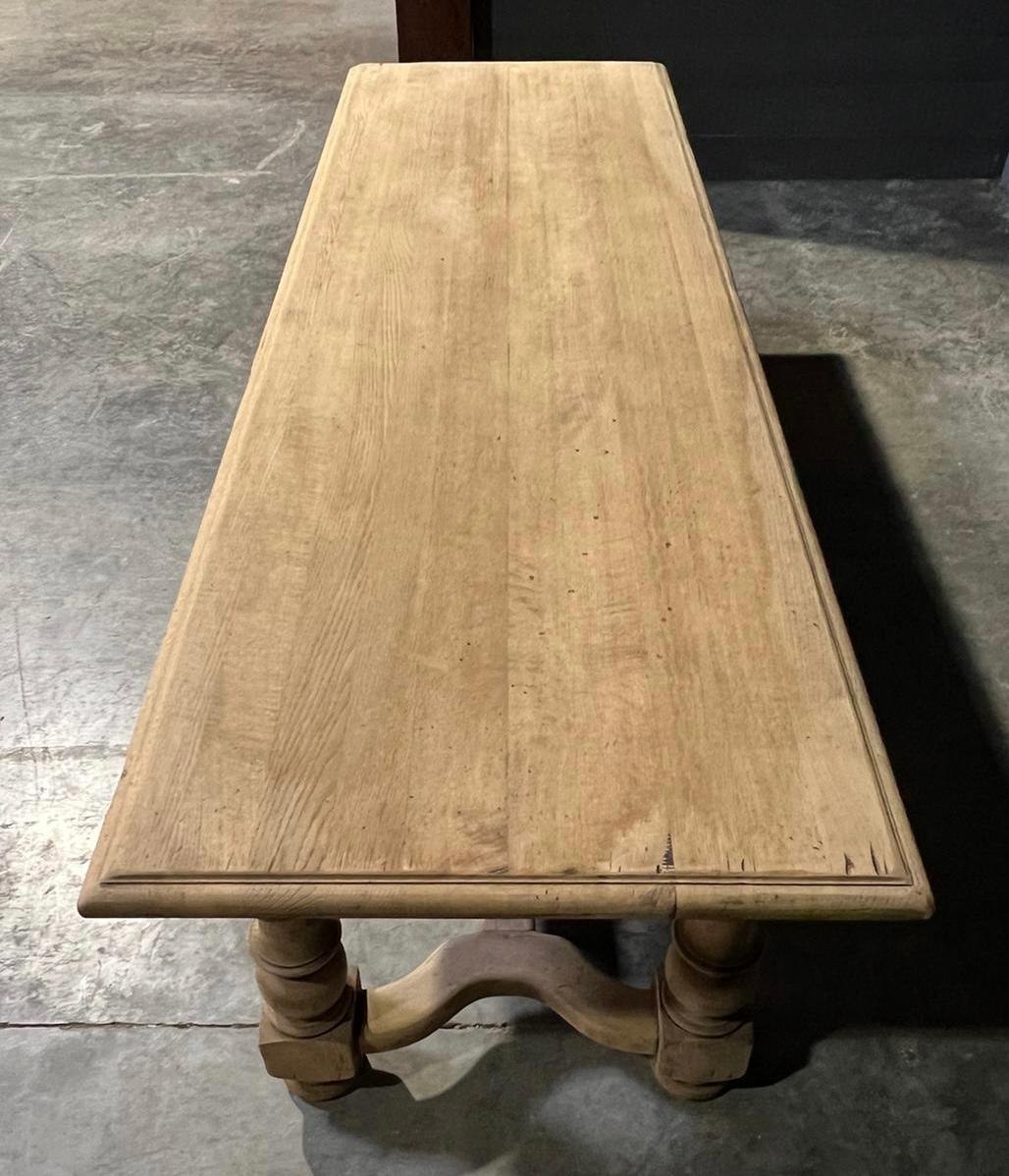 Huge French Bleached Oak Farmhouse Dining Table  For Sale 2
