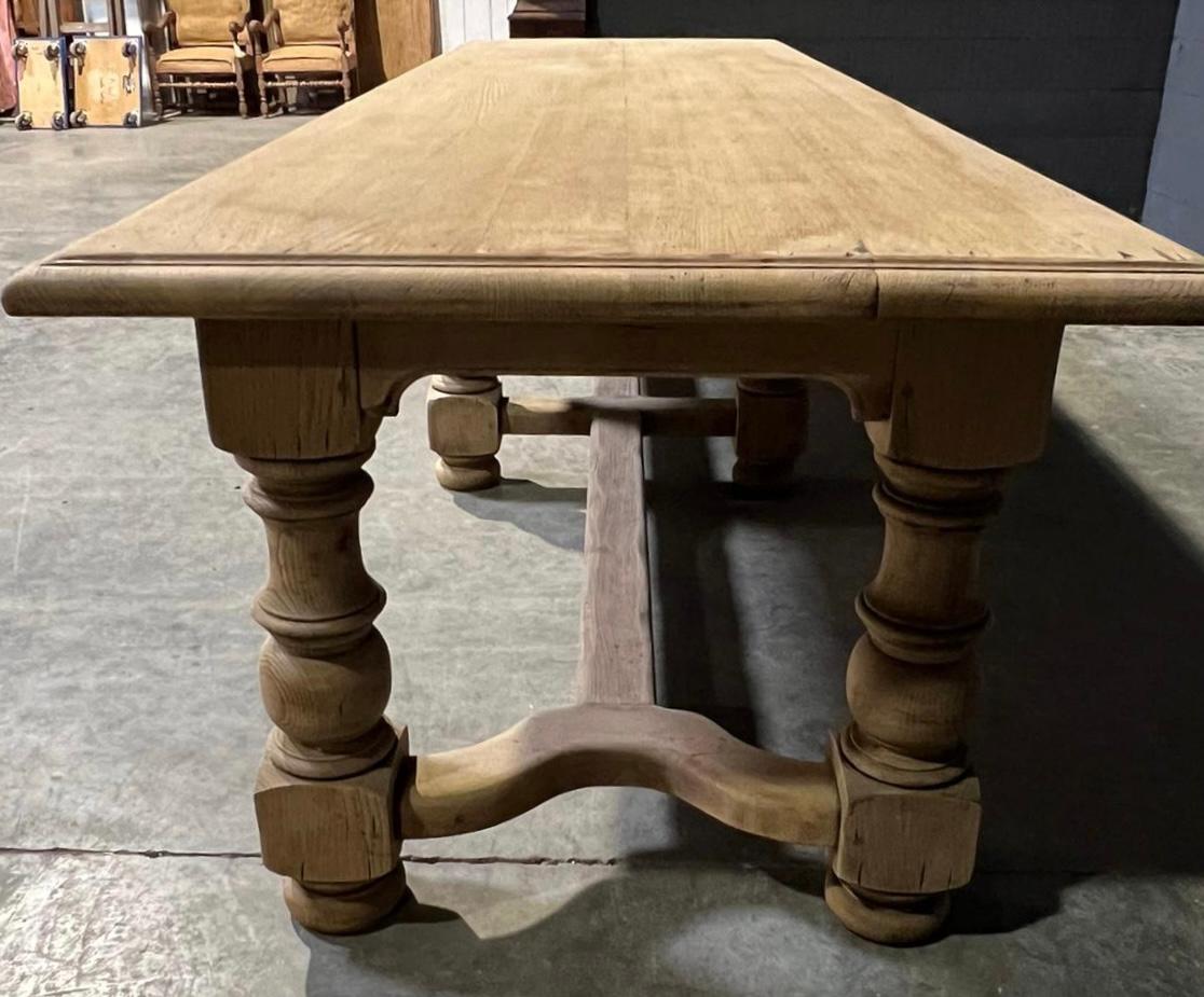 Huge French Bleached Oak Farmhouse Dining Table  For Sale 3