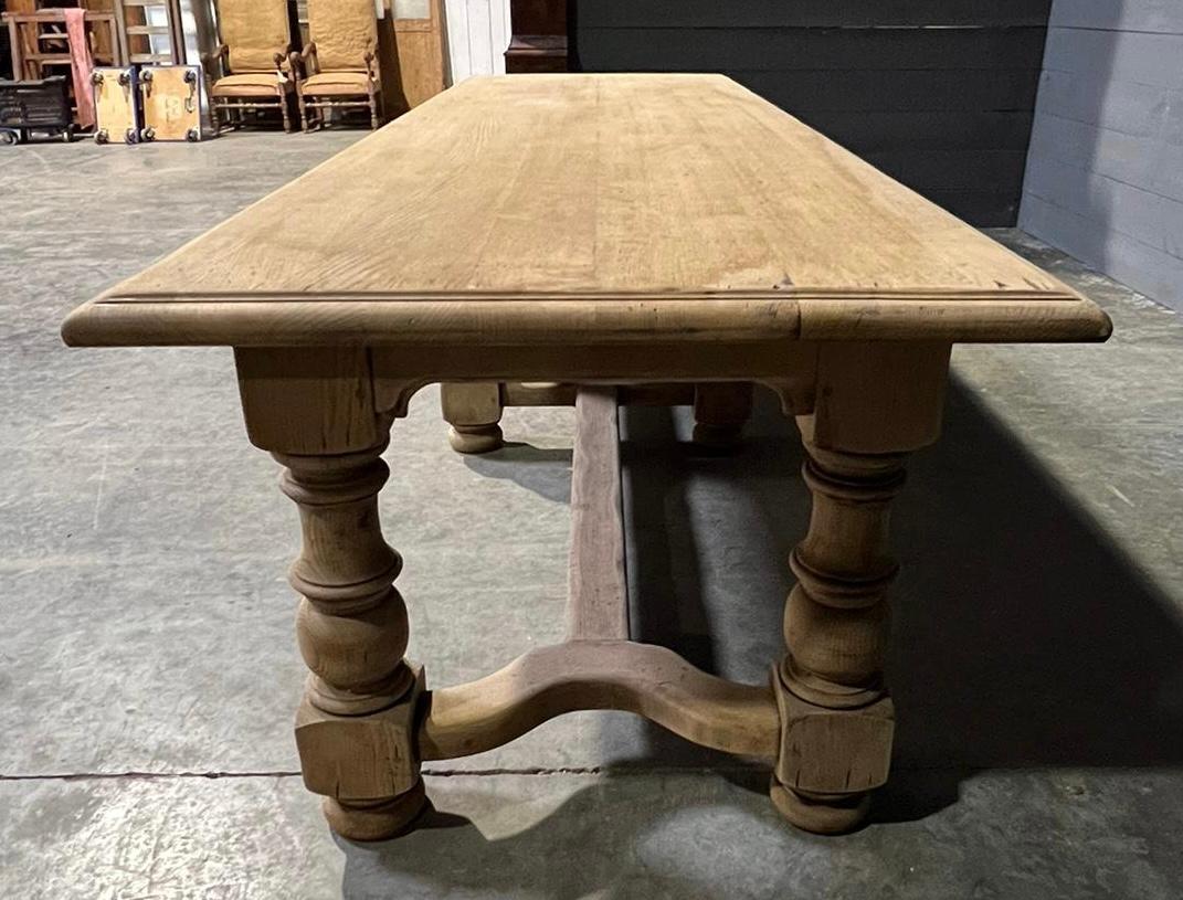 Huge French Bleached Oak Farmhouse Dining Table  For Sale 4