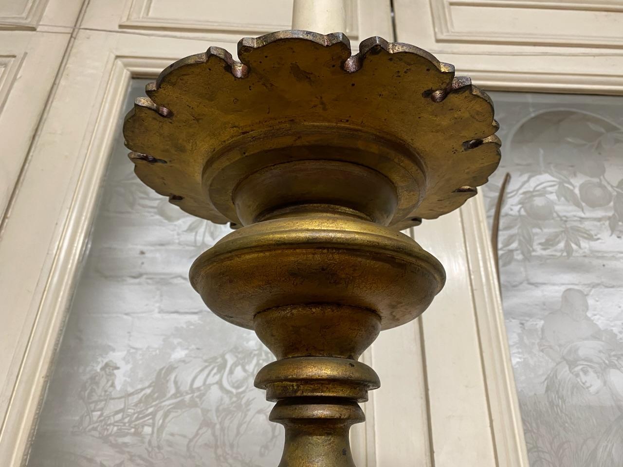 19th Century Huge French Church Gilt Candle Stick For Sale