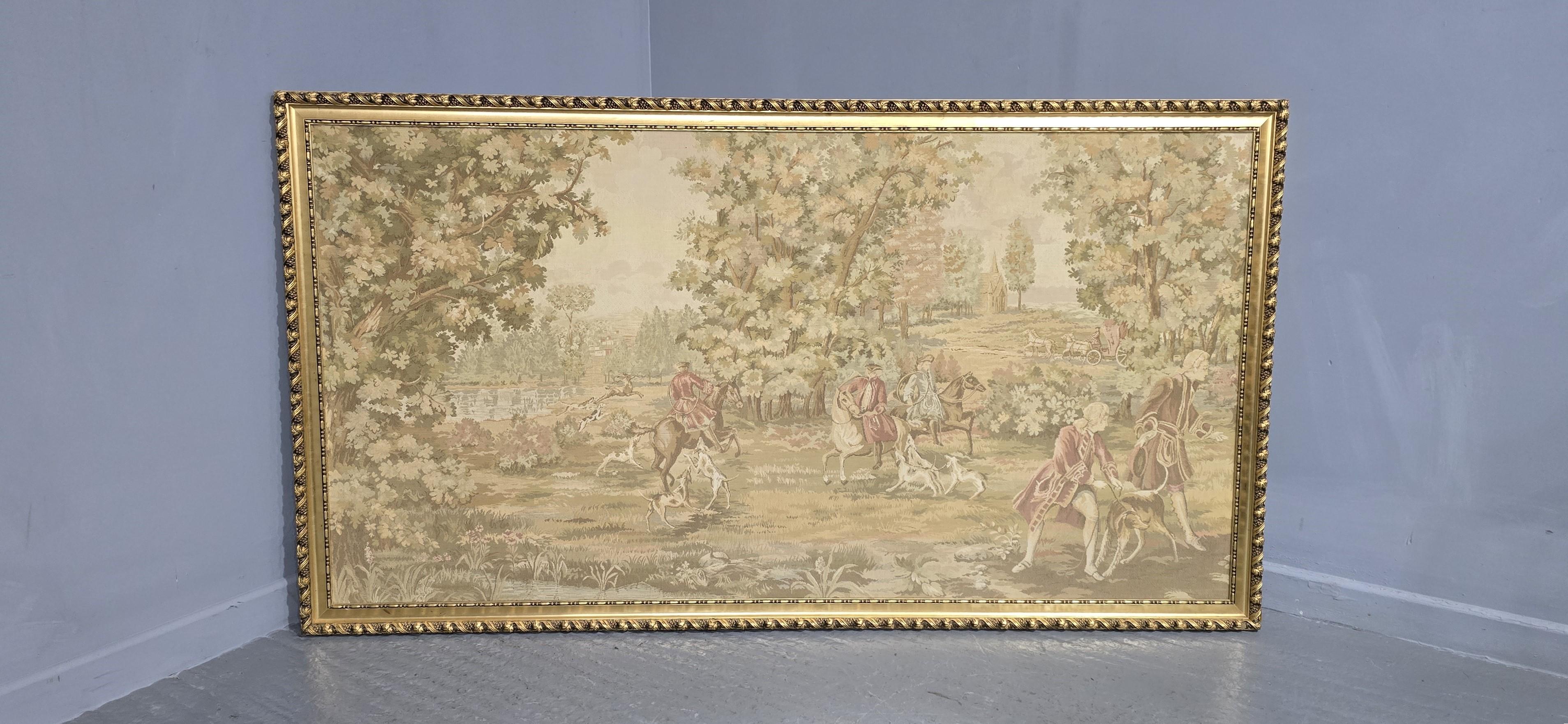 French Provincial Huge French Framed Tapestry For Sale