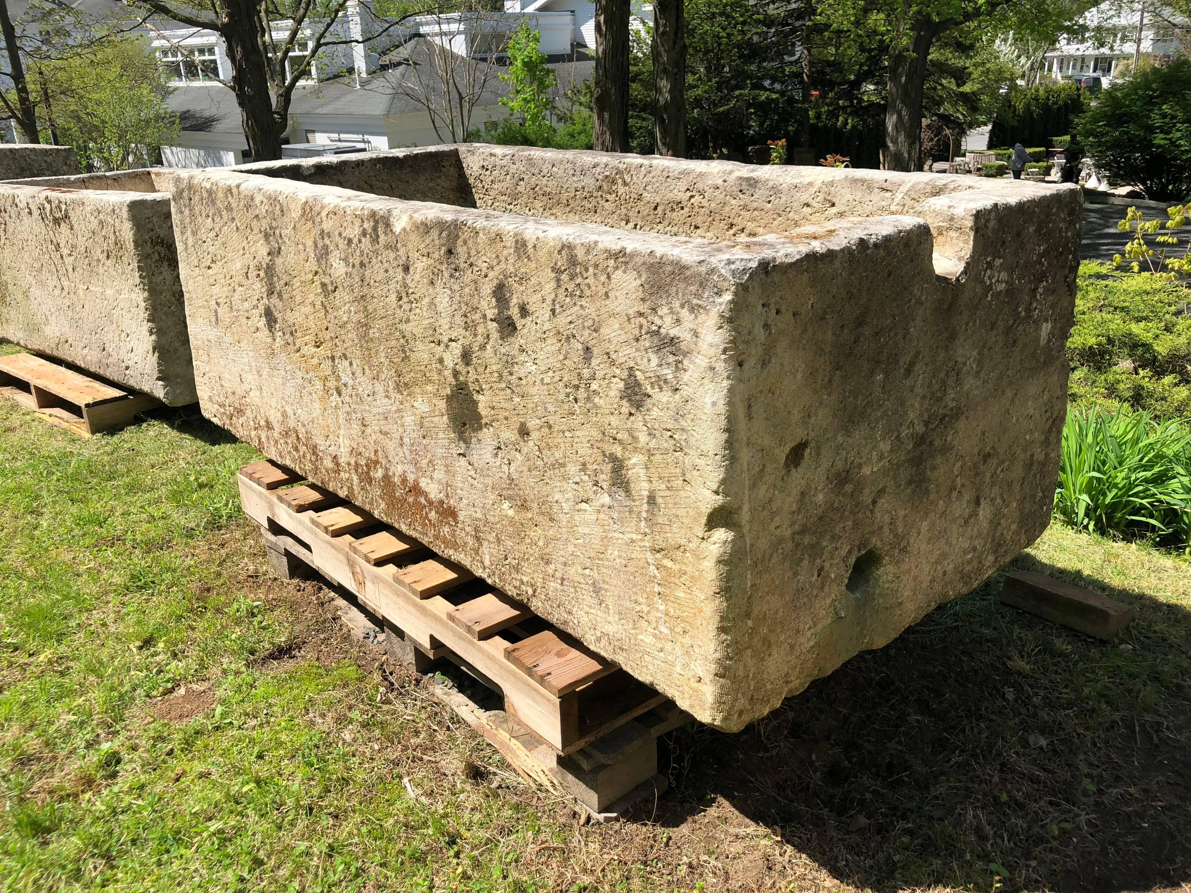 18th Century Huge French Hand-Carved Limestone Trough