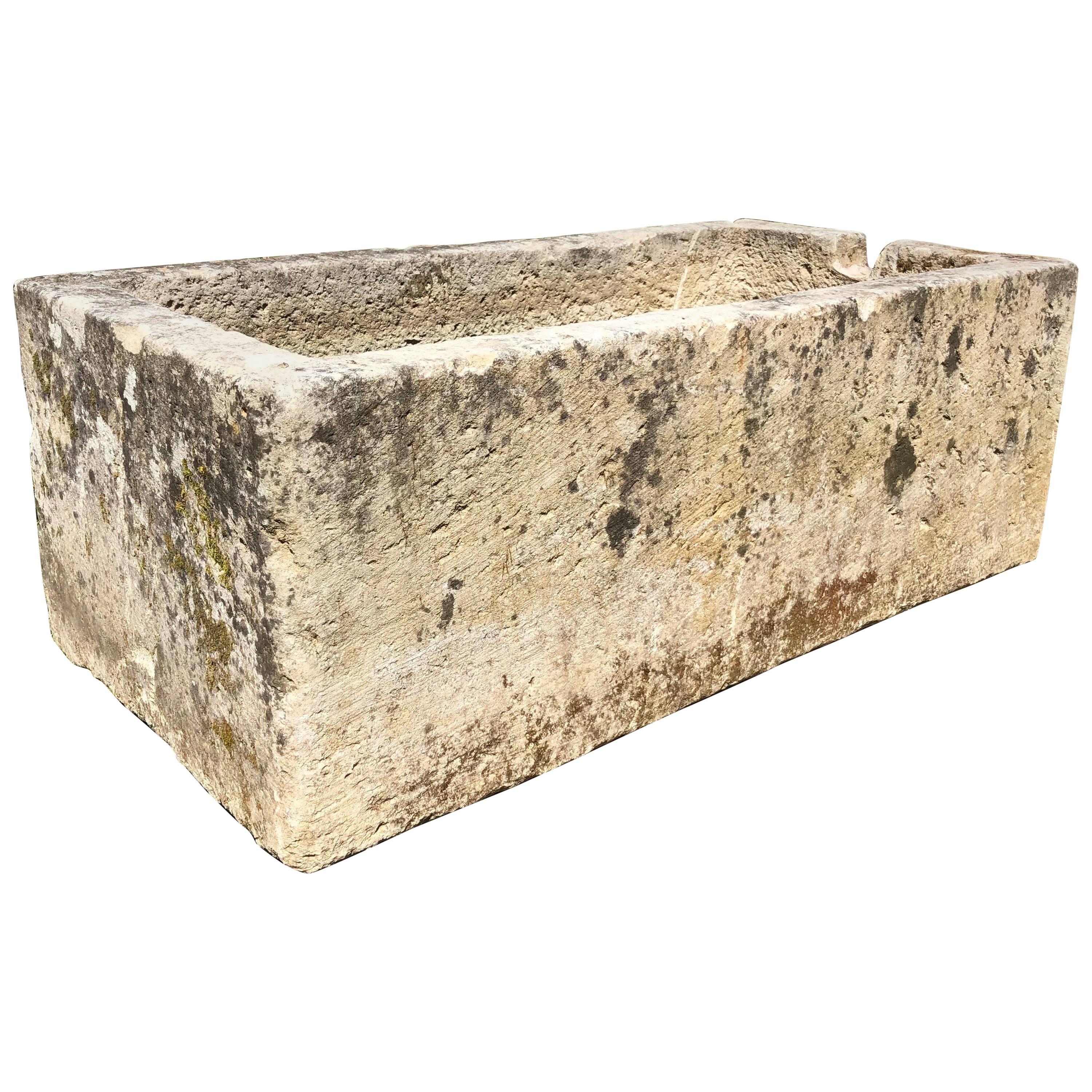 Huge French Hand-Carved Limestone Trough