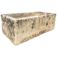 Antique Huge French Hand-Carved Limestone Trough