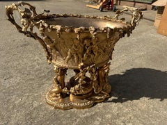 Huge French Louis XVI Style Gilt Bronze Bacchanalian Wine Cooler Centrepiece