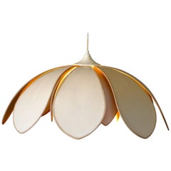 Huge French Mid-Century Modern Gold Lined Flower Lamp Shade