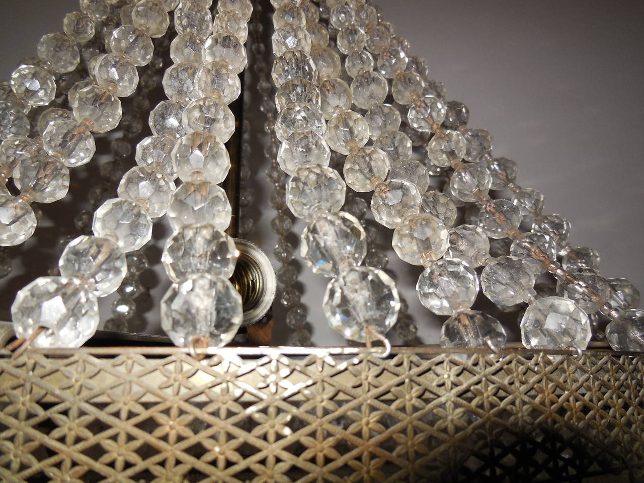 Bronze Huge French Oval Crystal Prisms Tiered Chandelier For Sale