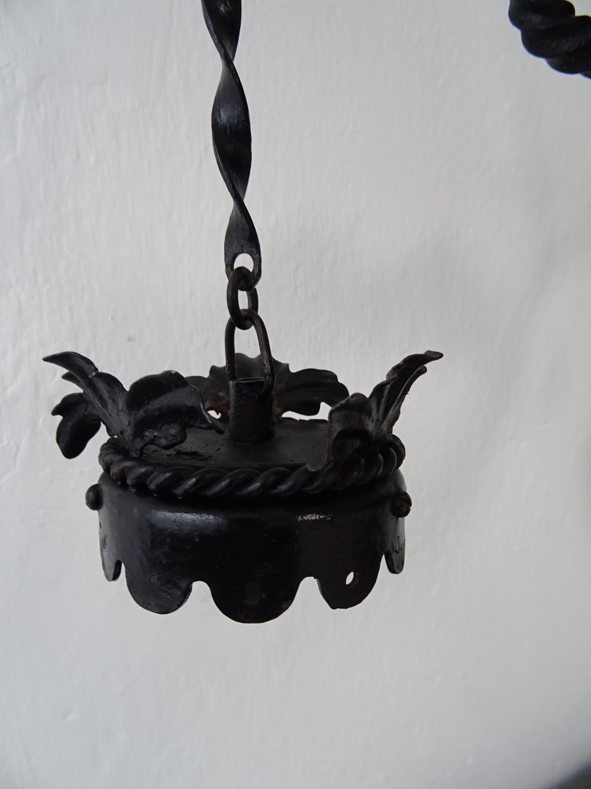 Huge French Wrought Iron Gothic Dragon, Medieval Chandelier, circa 1900 For Sale 7