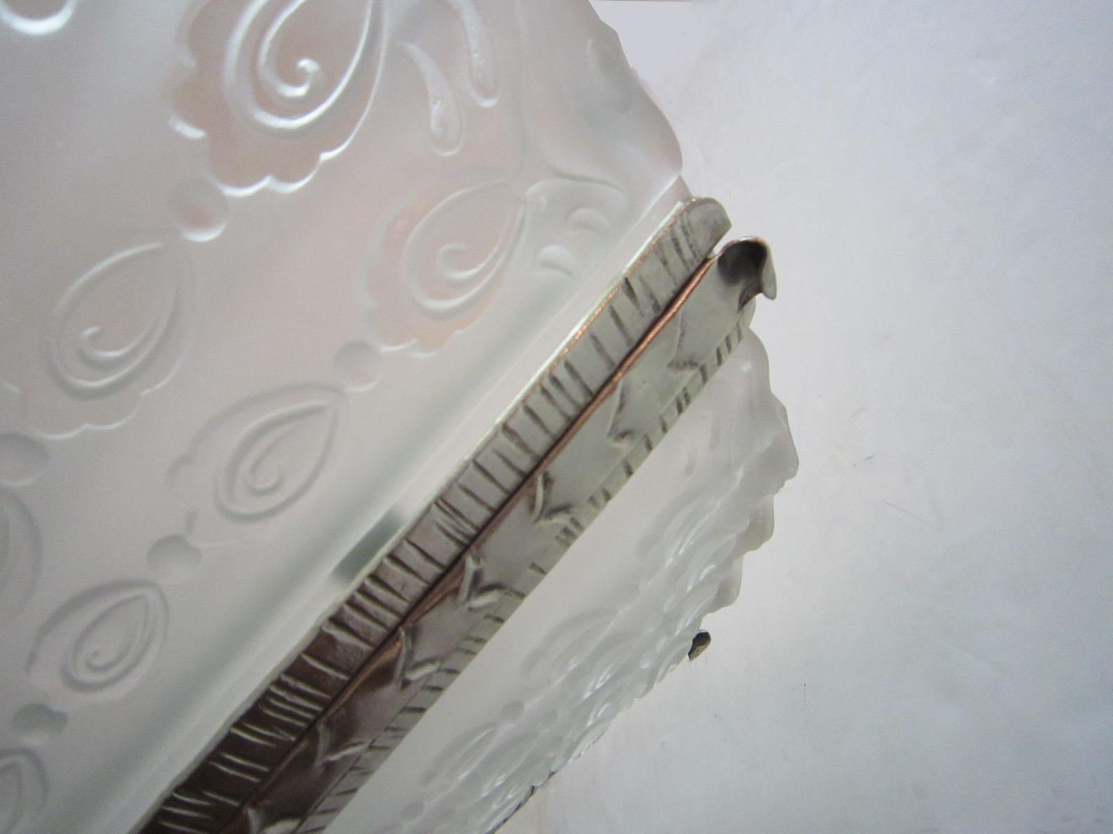 Grand lustre d'art givré + fer forgé à la main, Genet et Michon en vente 9