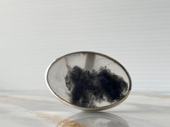 Huge gemstone ring, Iced quartz silver ring