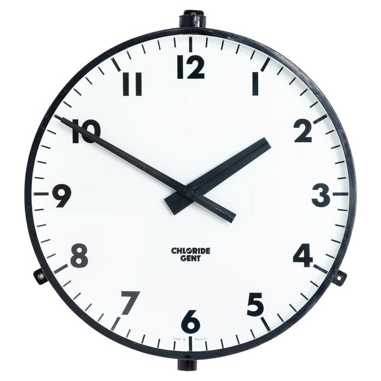 Huge Gent Chloride Vintage Railway Station Wall Clock For Sale at 1stDibs